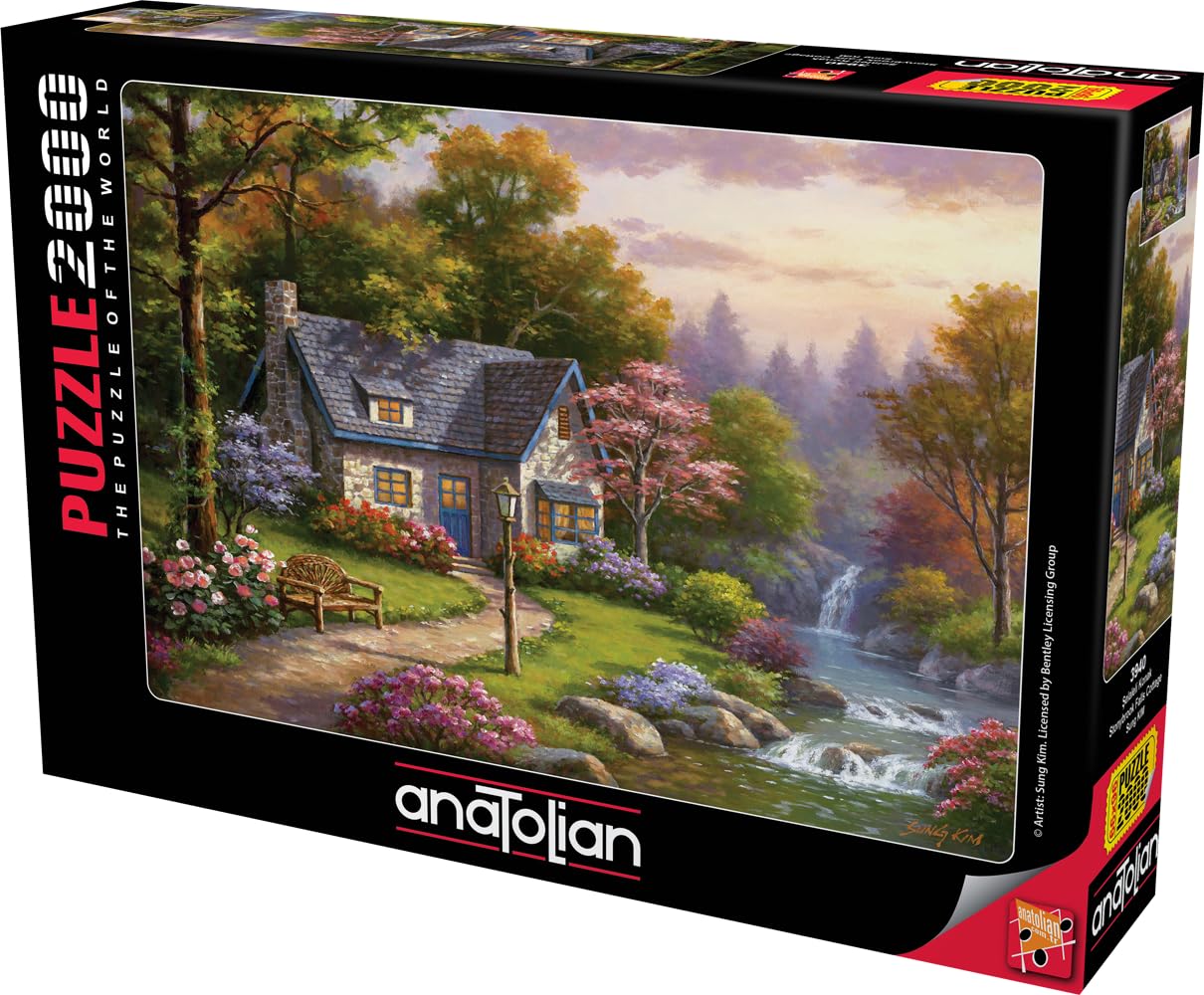Anatolian Puzzle – Stonybrook Falls Cottage 2000-Piece Jigsaw Puzzle #3940 | Box Stand Included