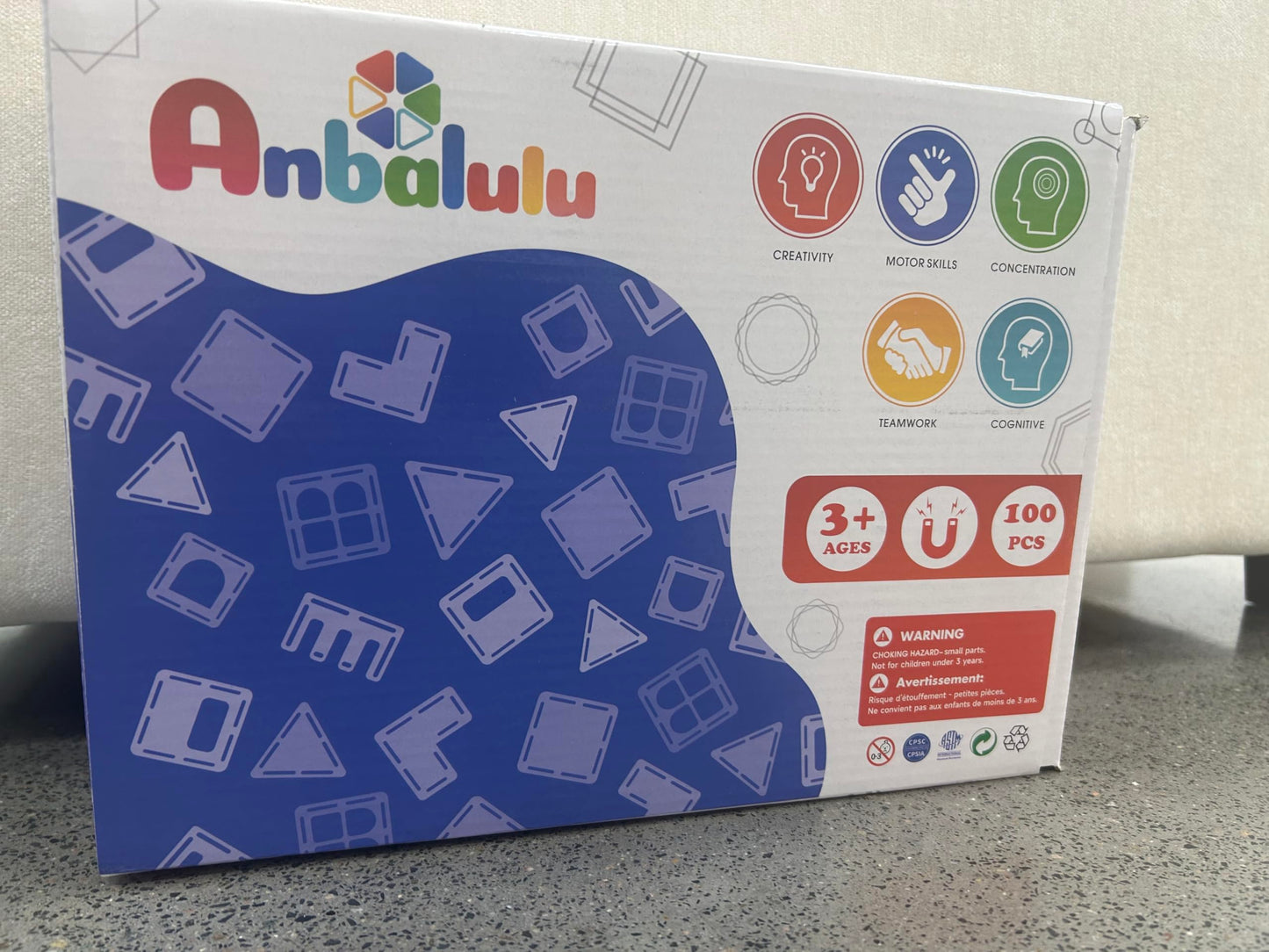 Anbalulu Magnetic Tiles 100PCS with 2 Cars | STEM Building Toys for Kids 3-9