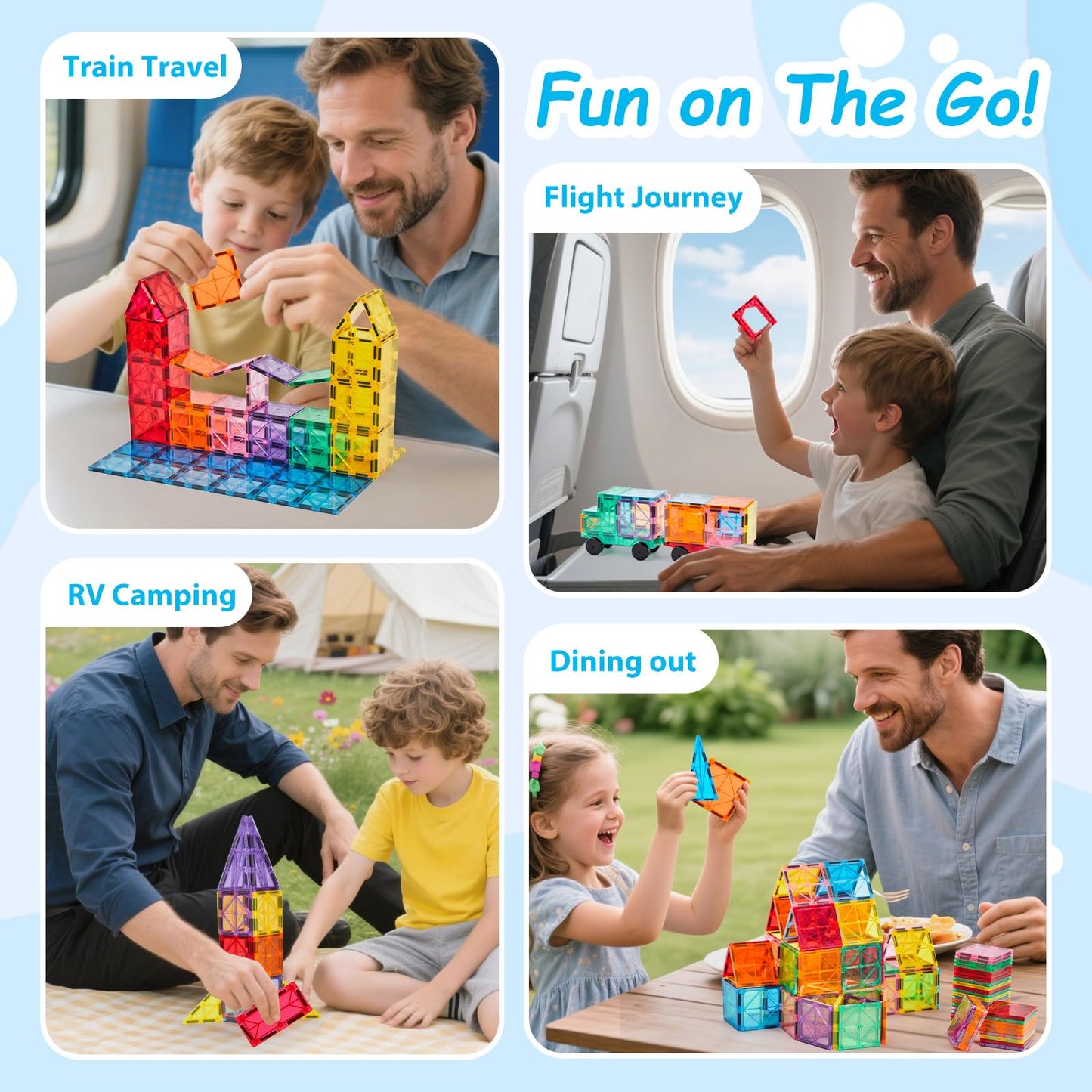Anbalulu Magnetic Building Tiles - 134-Piece Large STEM Magnet Set for Kids