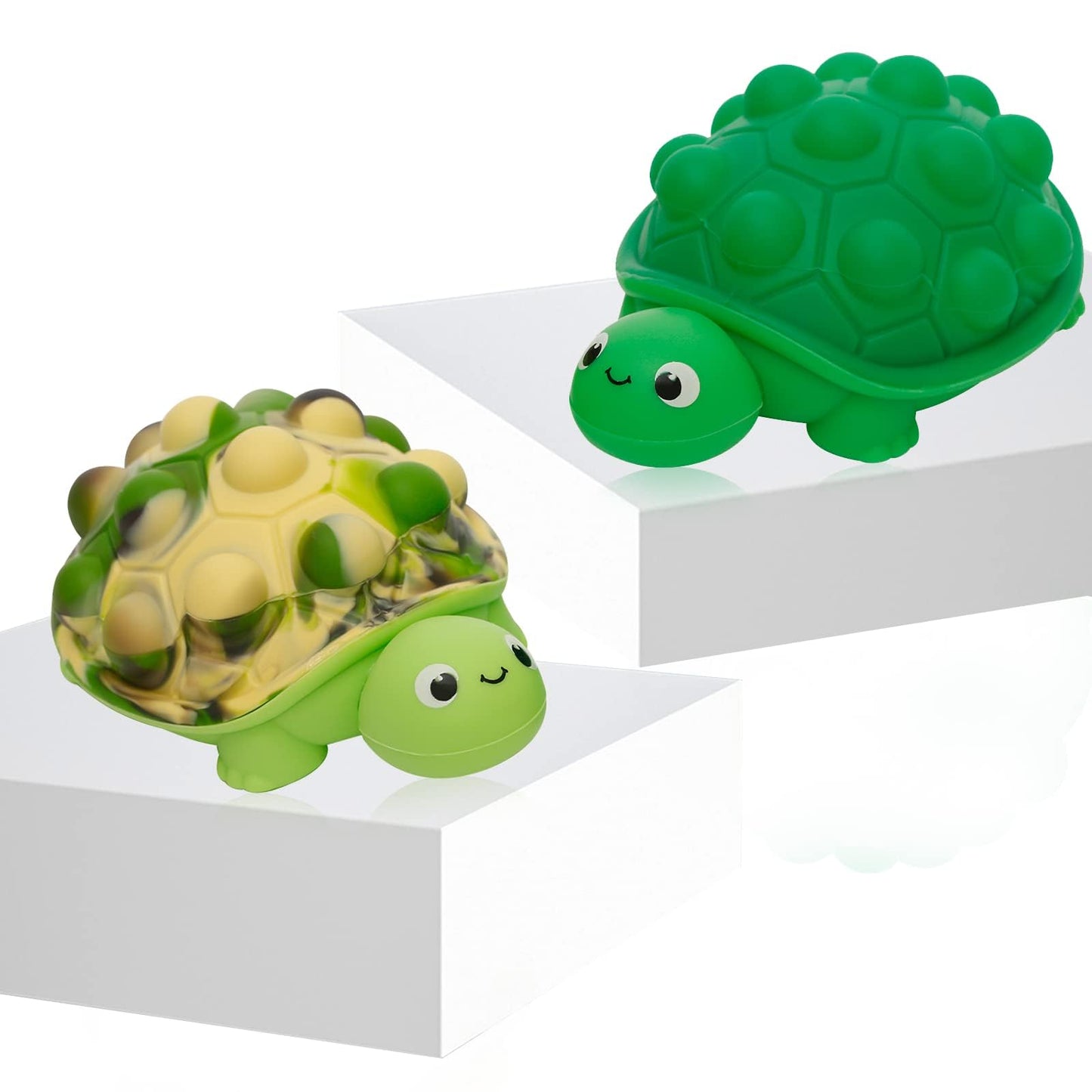 Anboor Pop Fidget Toys – 3D Silicone Turtle Push Bubbles, Stress Reliever (2 Pack)