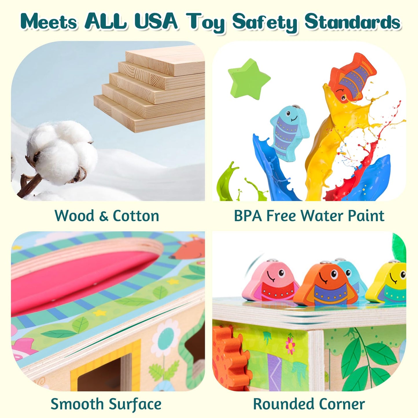 Ancaixin 6-in-1 Montessori Wooden Toy for Babies 6+ Months