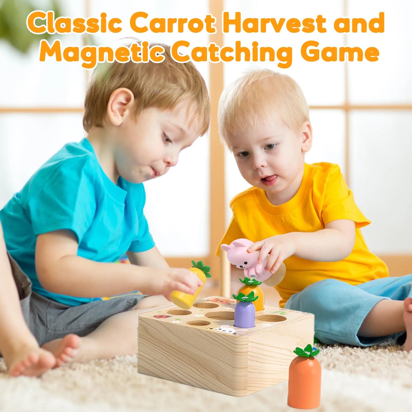 Ancaixin Montessori Baby Toy – Magnetic Carrot Game & Shape Sorting for 6-12 Months