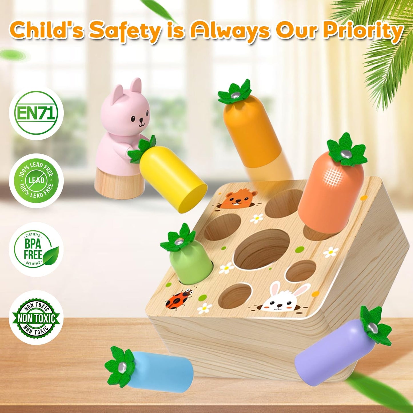 Ancaixin Montessori Baby Toy – Magnetic Carrot Game & Shape Sorting for 6-12 Months