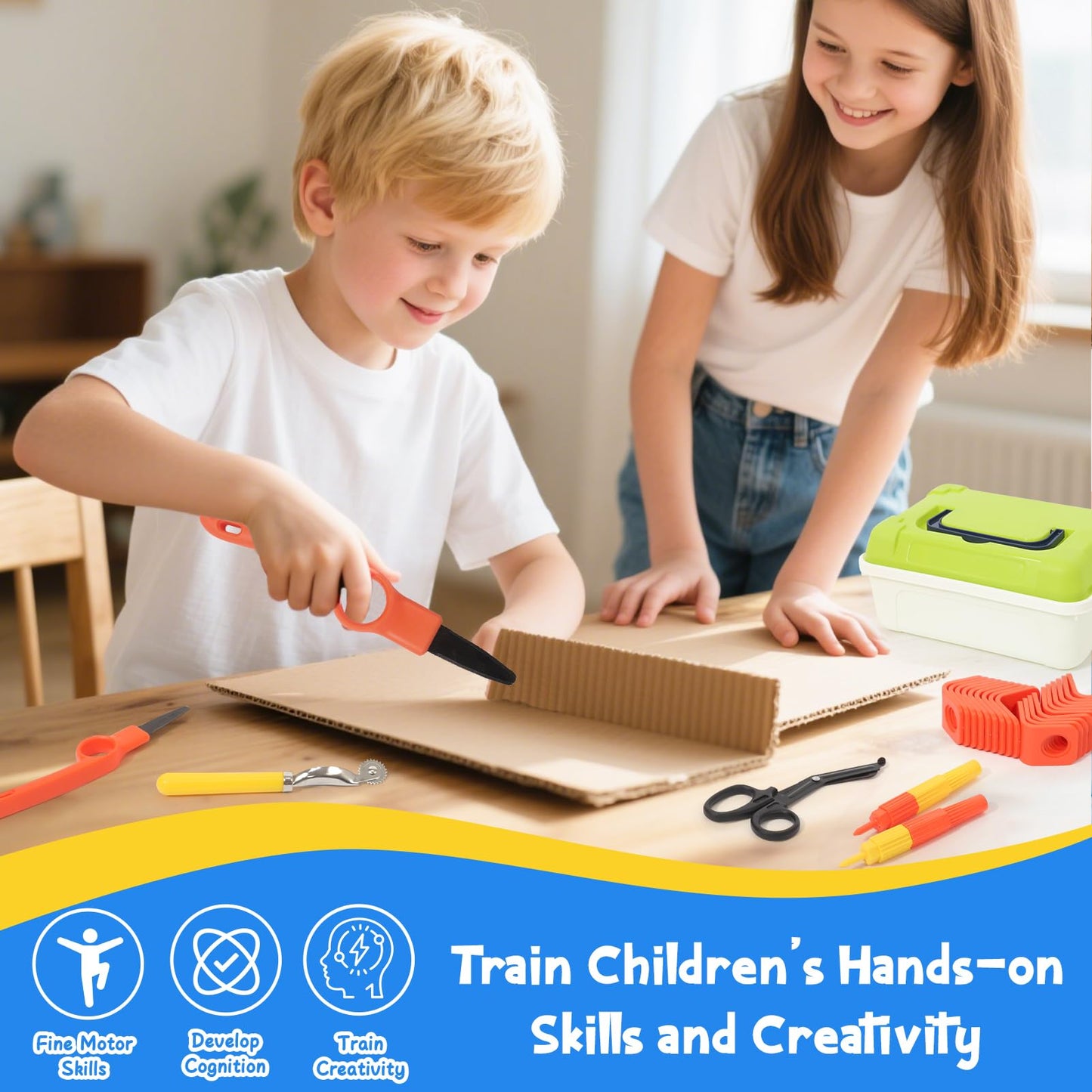Ancaixin 148-Piece Cardboard Cutting Tools Kit – Safe DIY STEM Toy for Kids