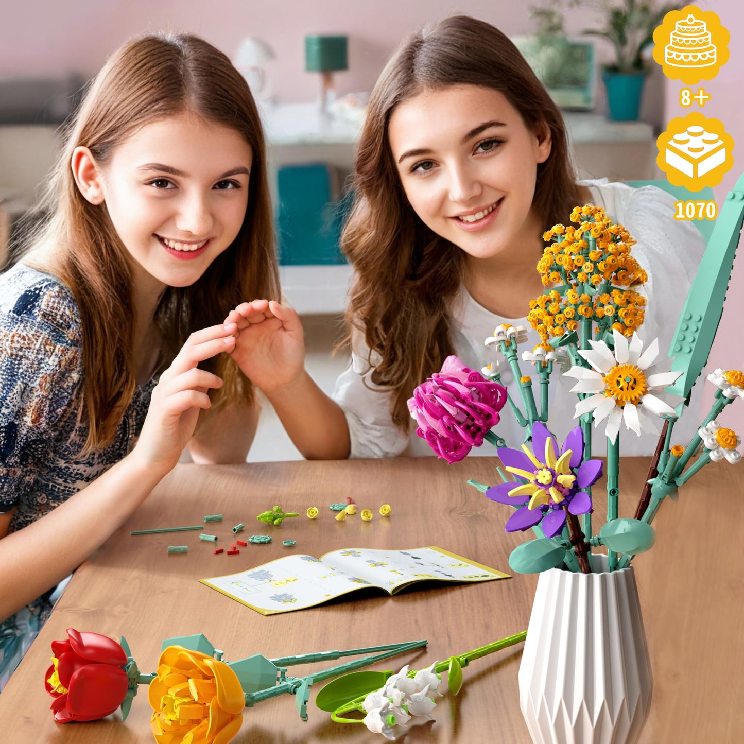 Ancesfun Flowers Bouquet Building Set – 1070PCS Wildflower Kit for Home Decor