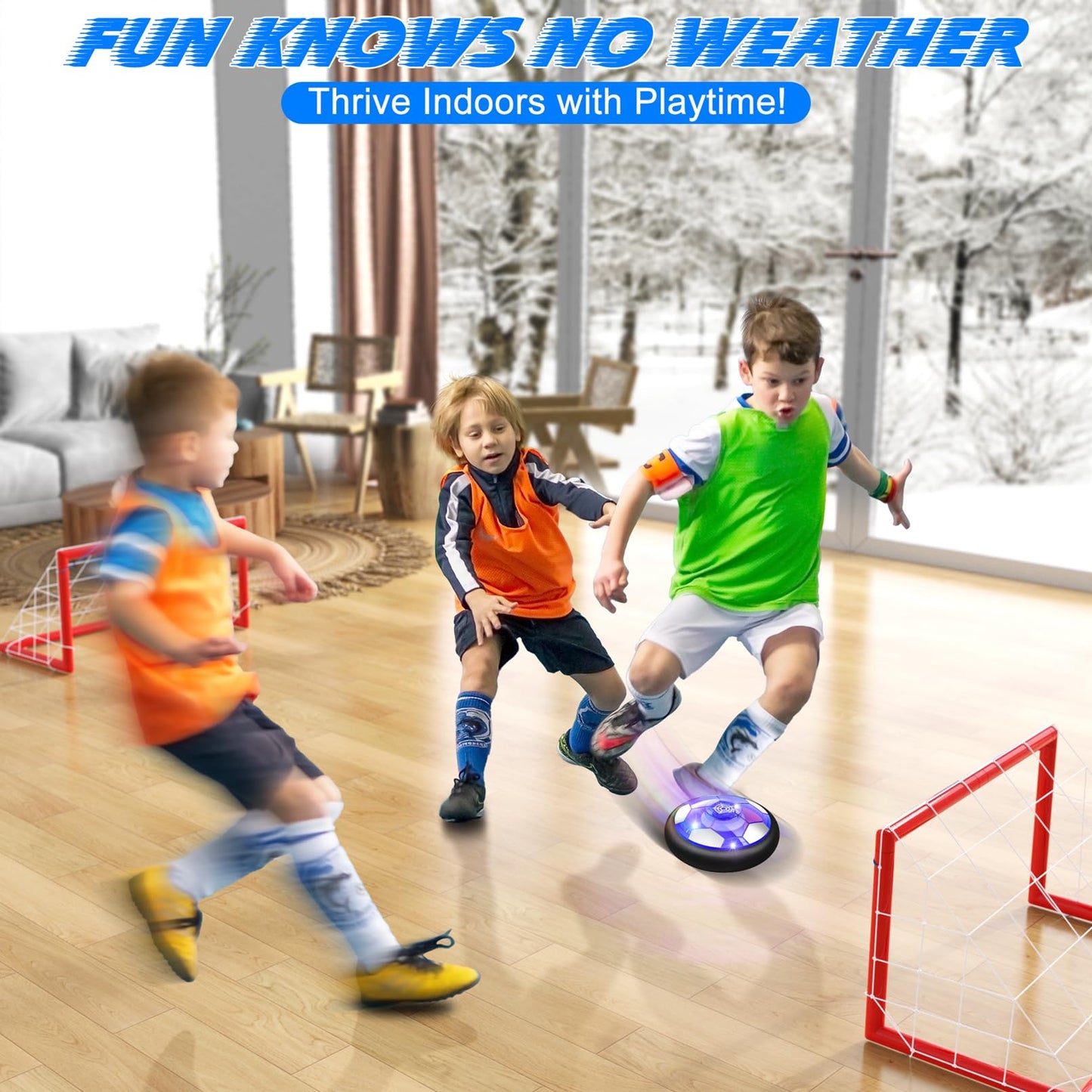 Ancesfun Hover Soccer Ball Set (2) with LED Lights and Foam Bumpers – Indoor/Outdoor USB Rechargeable