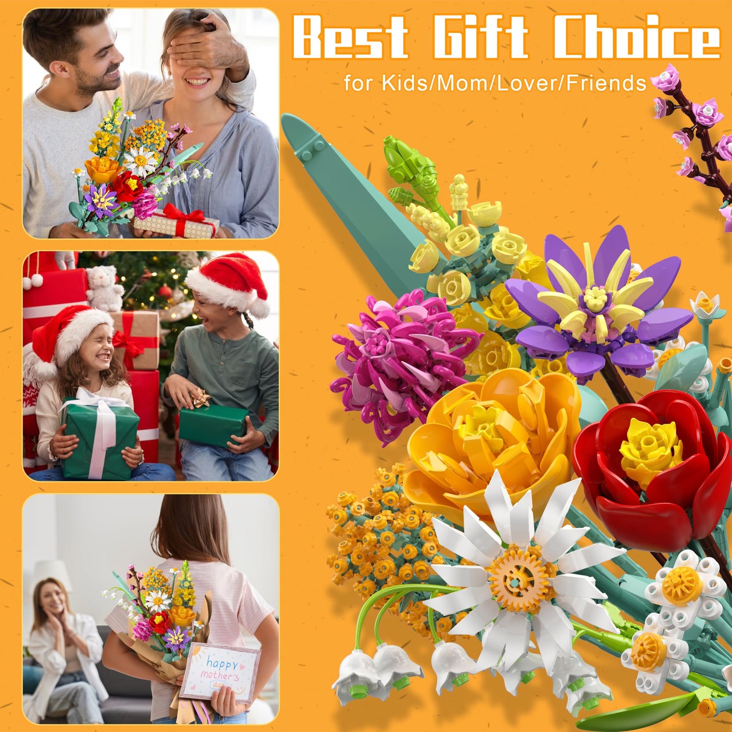 Ancesfun Flowers Bouquet Building Set – 1070PCS Wildflower Kit for Home Decor