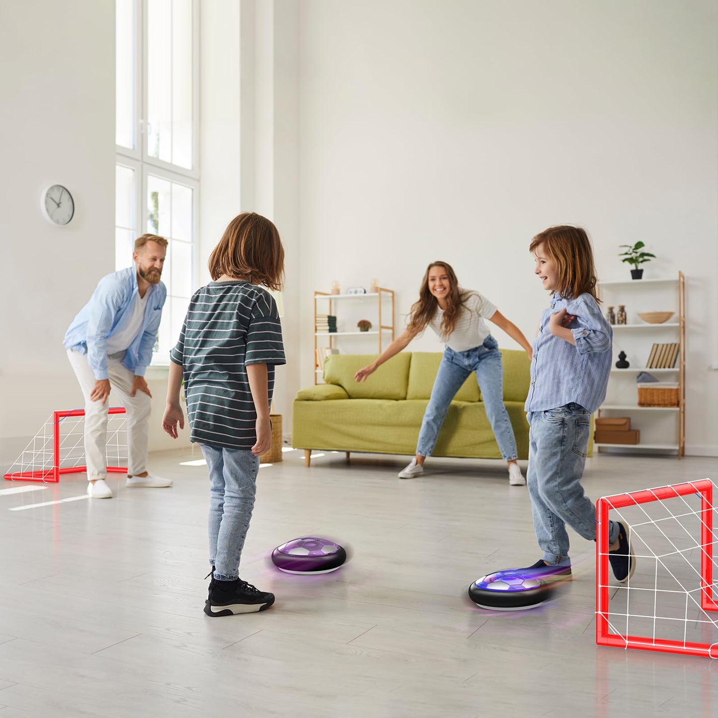 Ancesfun Hover Soccer Ball Set (2) with LED Lights and Foam Bumpers – Indoor/Outdoor USB Rechargeable