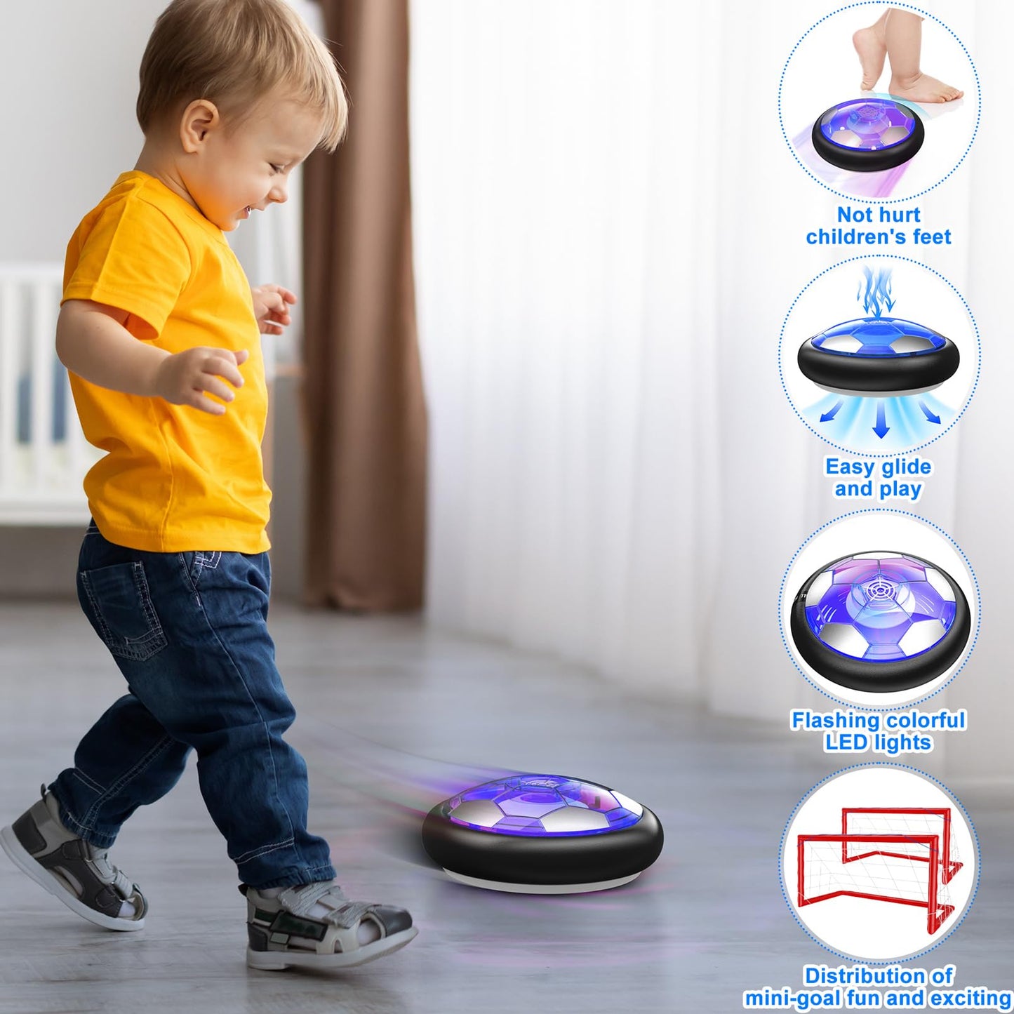 Ancesfun Hover Soccer Ball Set (2) with LED Lights and Foam Bumpers – Indoor/Outdoor USB Rechargeable
