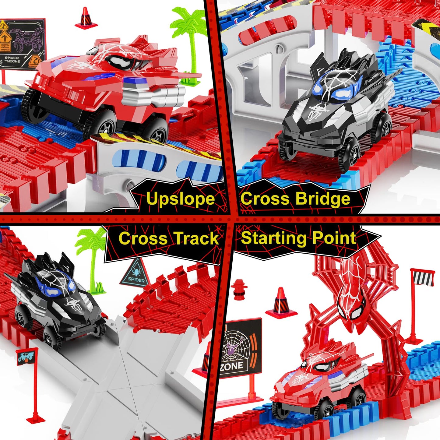 Ancitoy Spider Race Track Toy for Kids 3-6 | DIY Flexible Tracks & 2 Spider Cars