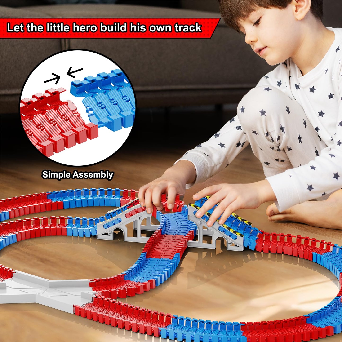 Ancitoy Spider Race Track Toy for Kids 3-6 | DIY Flexible Tracks & 2 Spider Cars