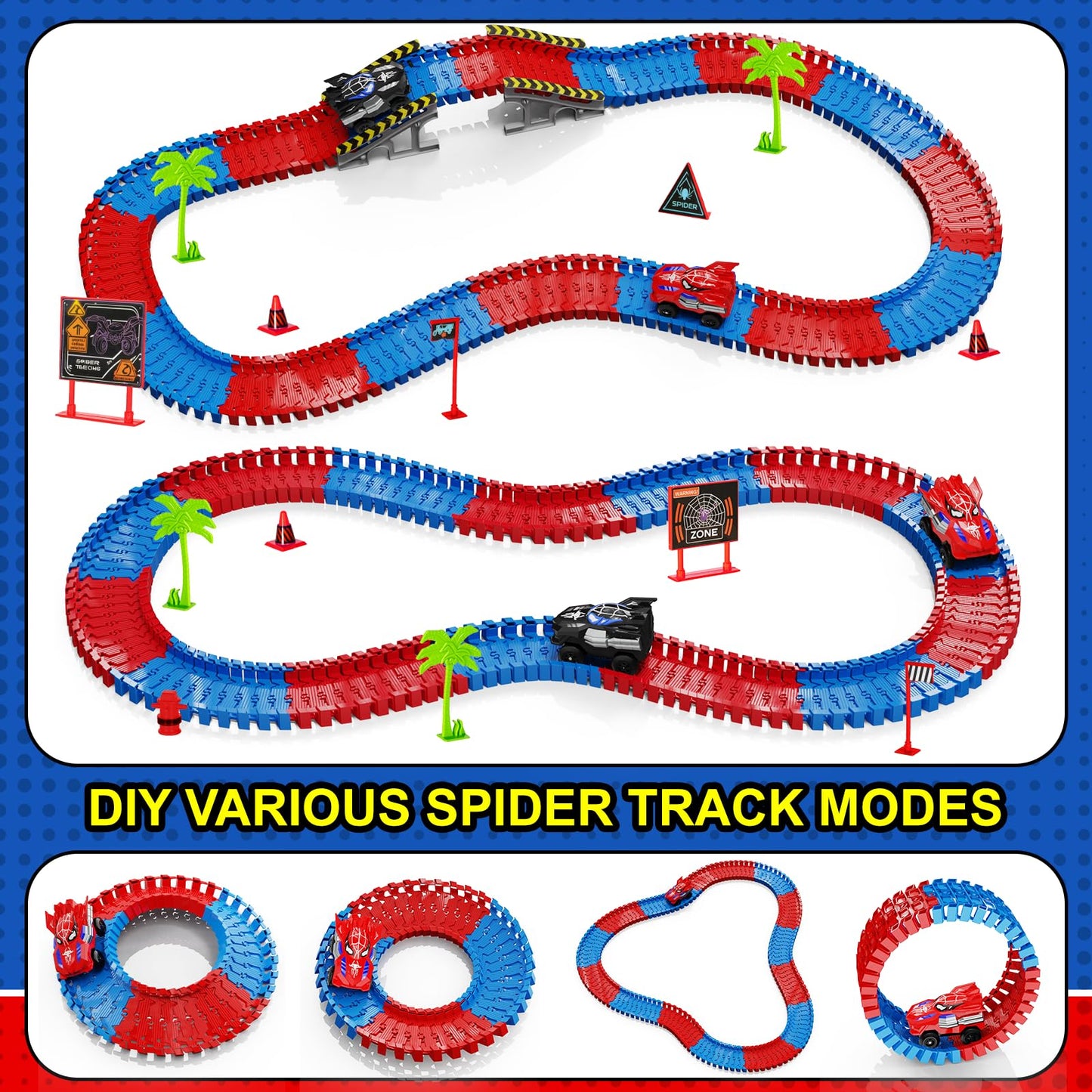 Ancitoy Spider Race Track Toy for Kids 3-6 | DIY Flexible Tracks & 2 Spider Cars