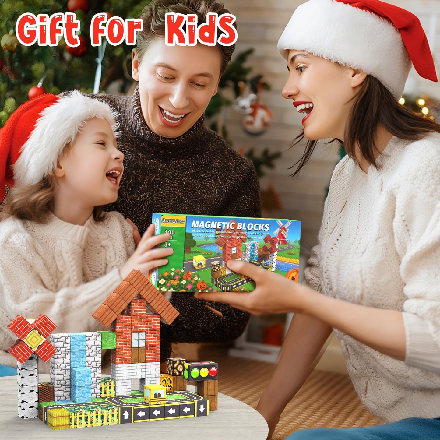 ANDENLEY Magnetic Blocks - 100-Piece STEM Building Tiles for Kids 3+