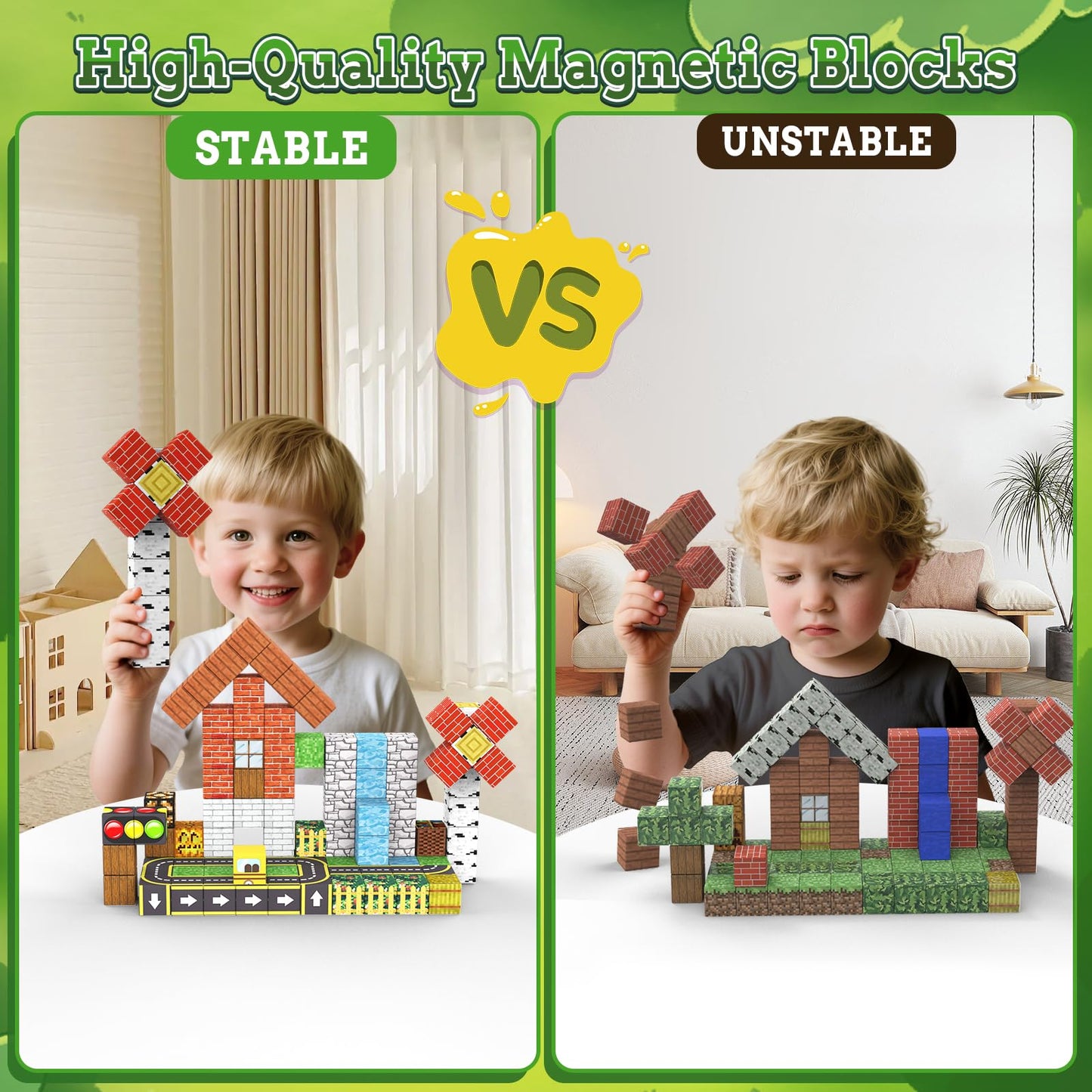 ANDENLEY Magnetic Blocks - 100-Piece STEM Building Tiles for Kids 3+