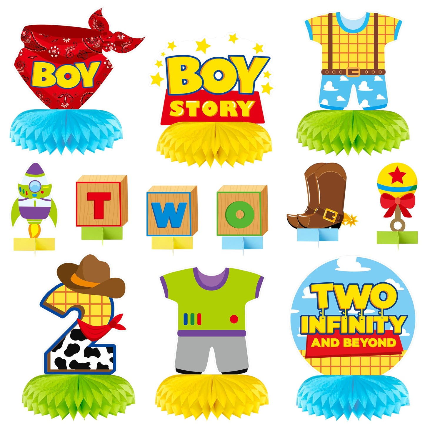 Andi Cppss Boy Story Honeycomb Centerpieces – 12PCS Birthday Party Decor