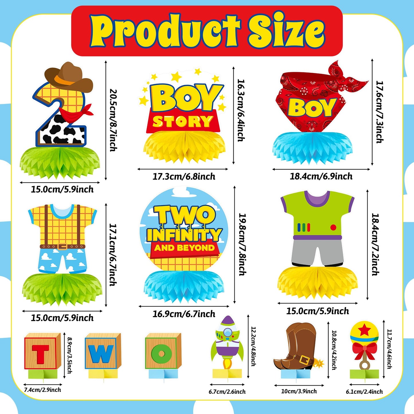 Andi Cppss Boy Story Honeycomb Centerpieces – 12PCS Birthday Party Decor