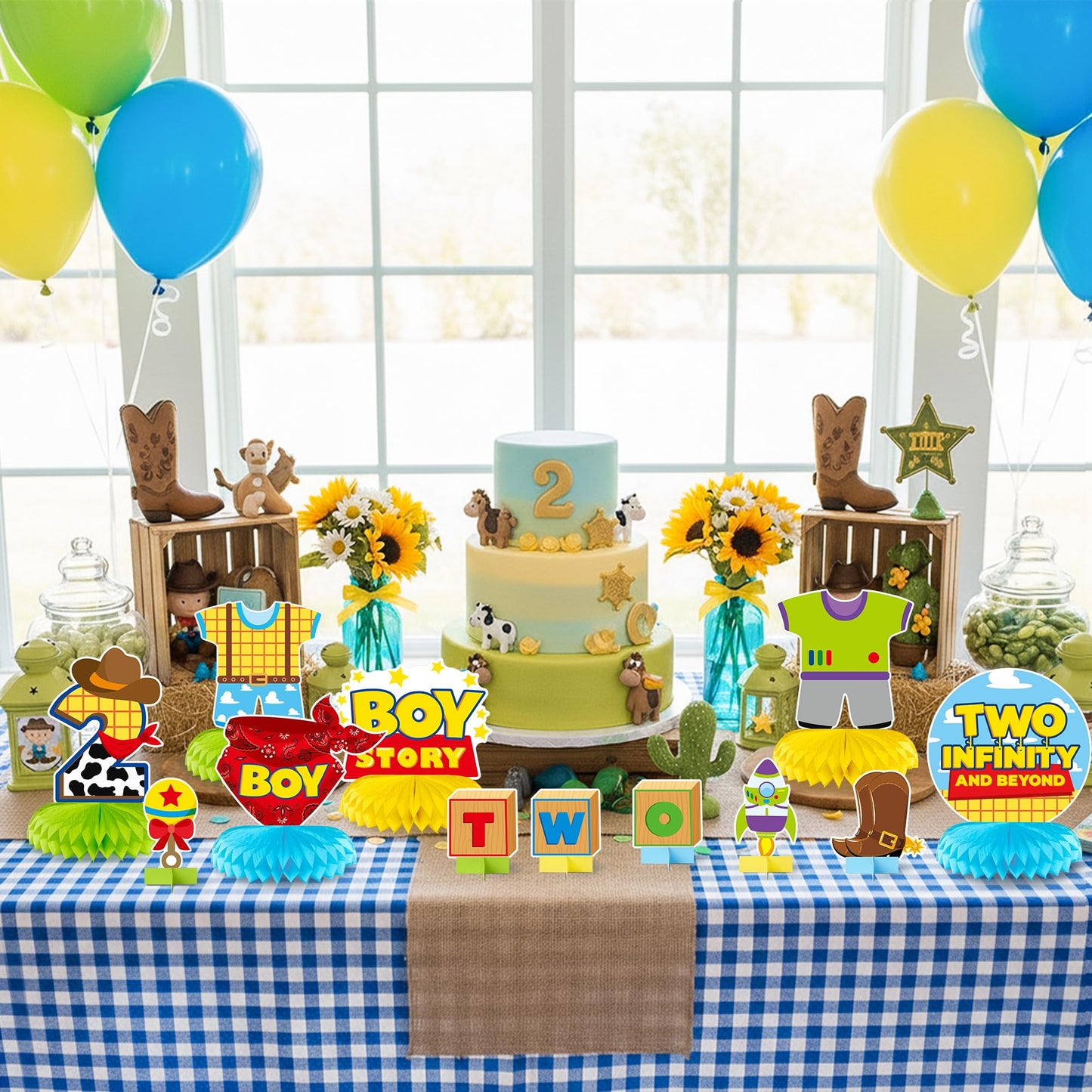 Andi Cppss Boy Story Honeycomb Centerpieces – 12PCS Birthday Party Decor