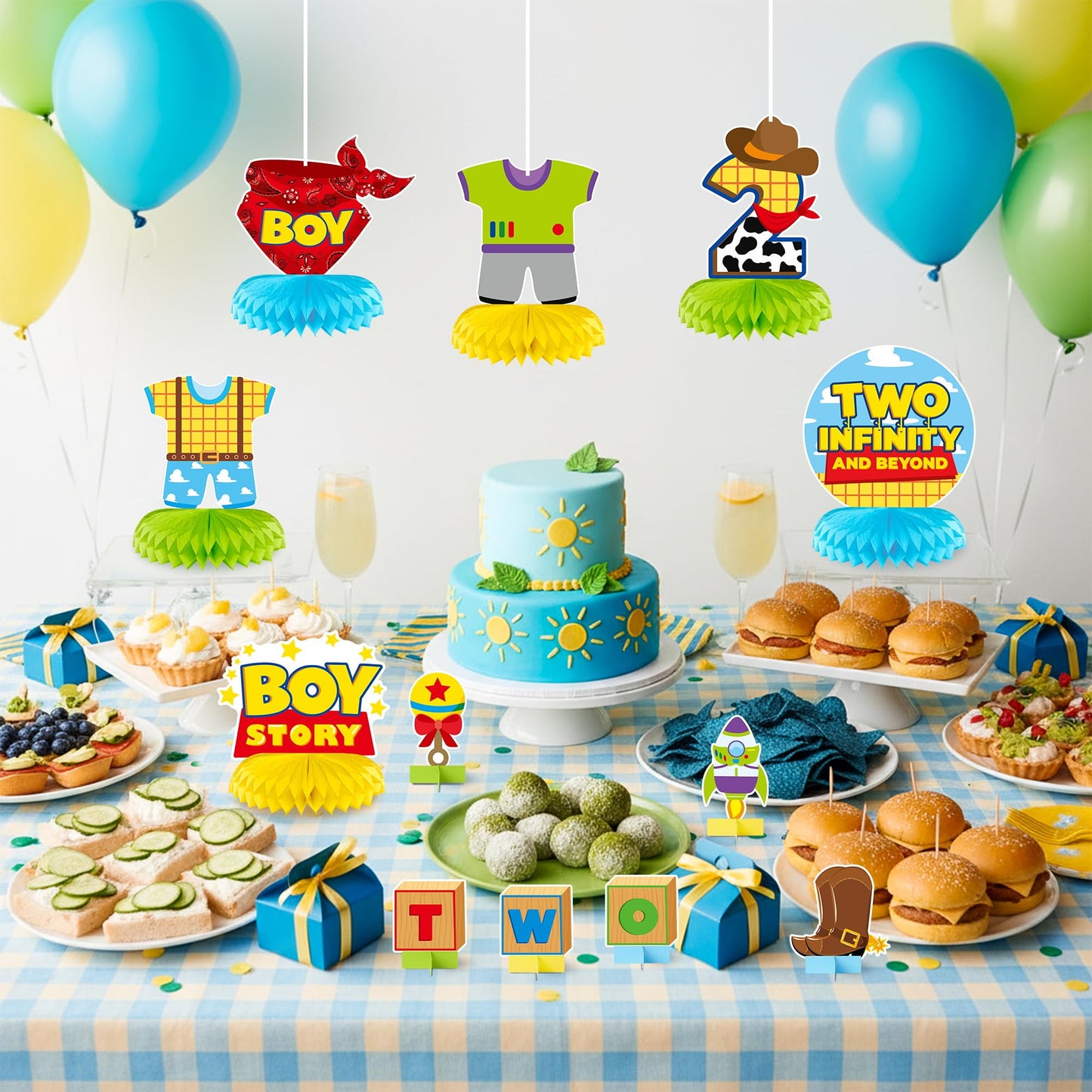 Andi Cppss Boy Story Honeycomb Centerpieces – 12PCS Birthday Party Decor