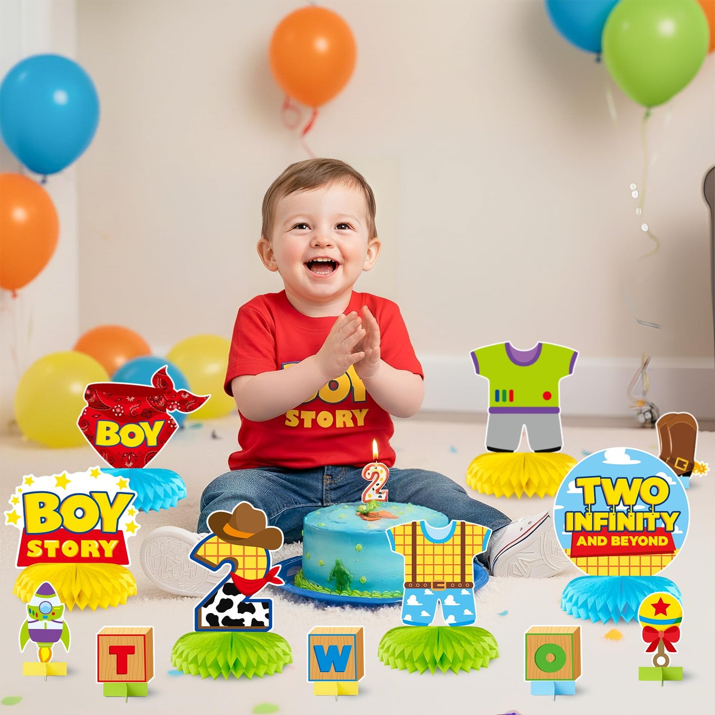 Andi Cppss Boy Story Honeycomb Centerpieces – 12PCS Birthday Party Decor