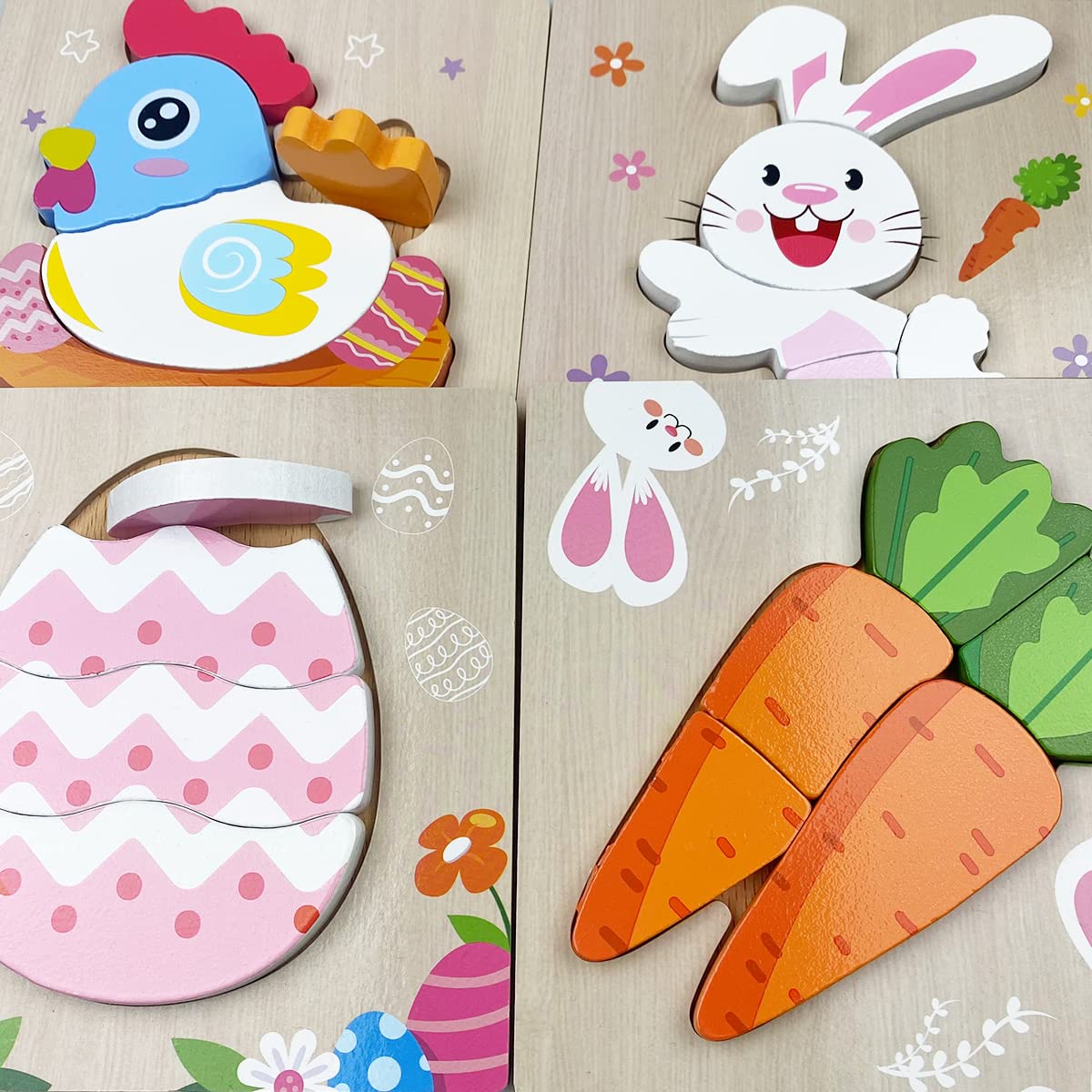 Anditoy 4 Pack Easter Wooden Puzzles – Safe, Creative Kids Toys
