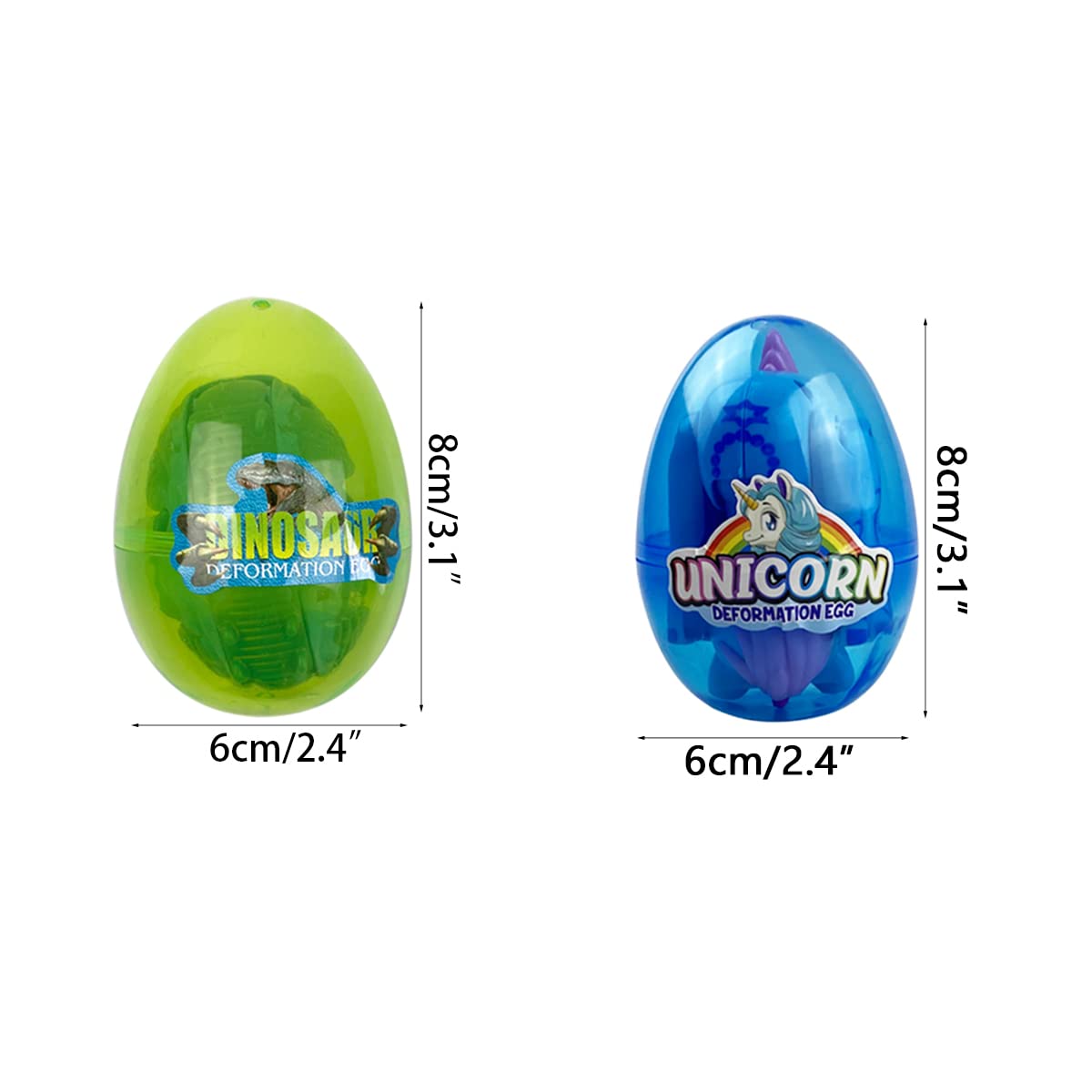 Anditoy 8-Pack Jumbo Unicorn and Dinosaur Deformation Eggs – Pre-filled Easter Eggs