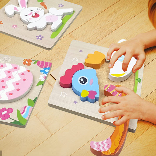 Anditoy 4 Pack Easter Wooden Puzzles – Safe, Creative Kids Toys