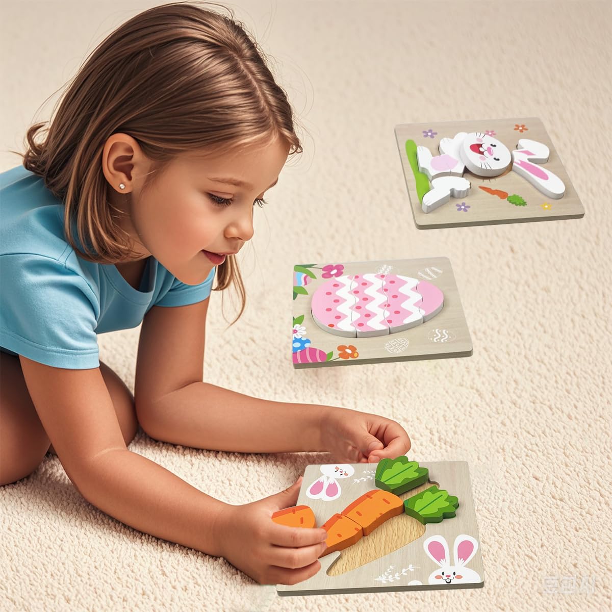 Anditoy 4 Pack Easter Wooden Puzzles – Safe, Creative Kids Toys
