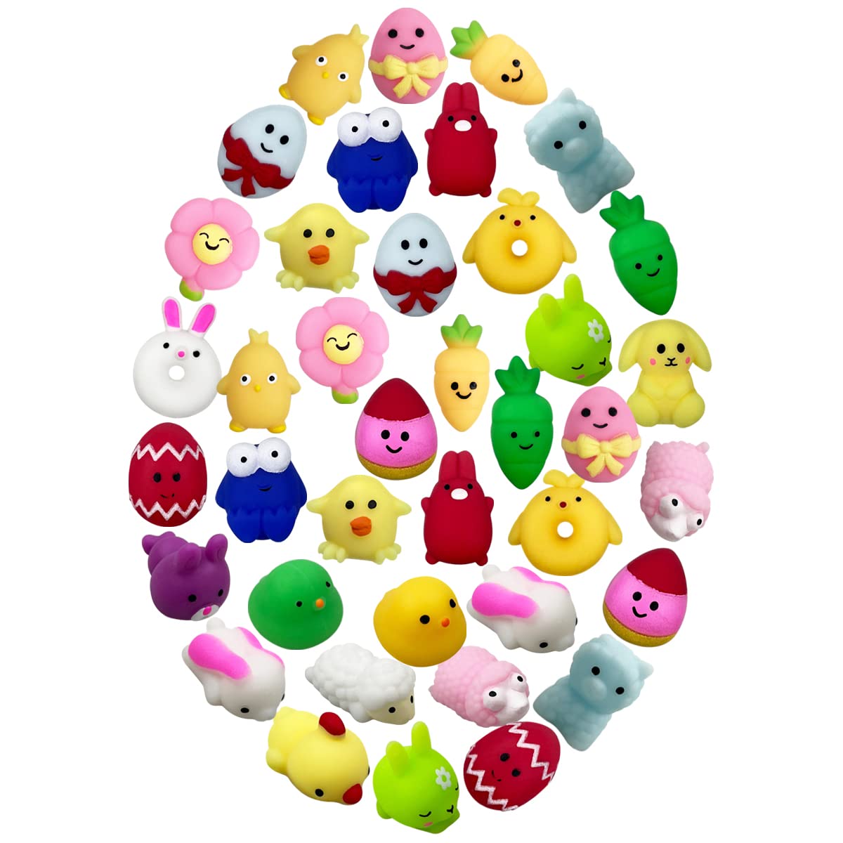 Anditoy 100 PCS Easter Mochi Squishy Toys – 25 Styles Soft Easter Themed Squishies for Kids