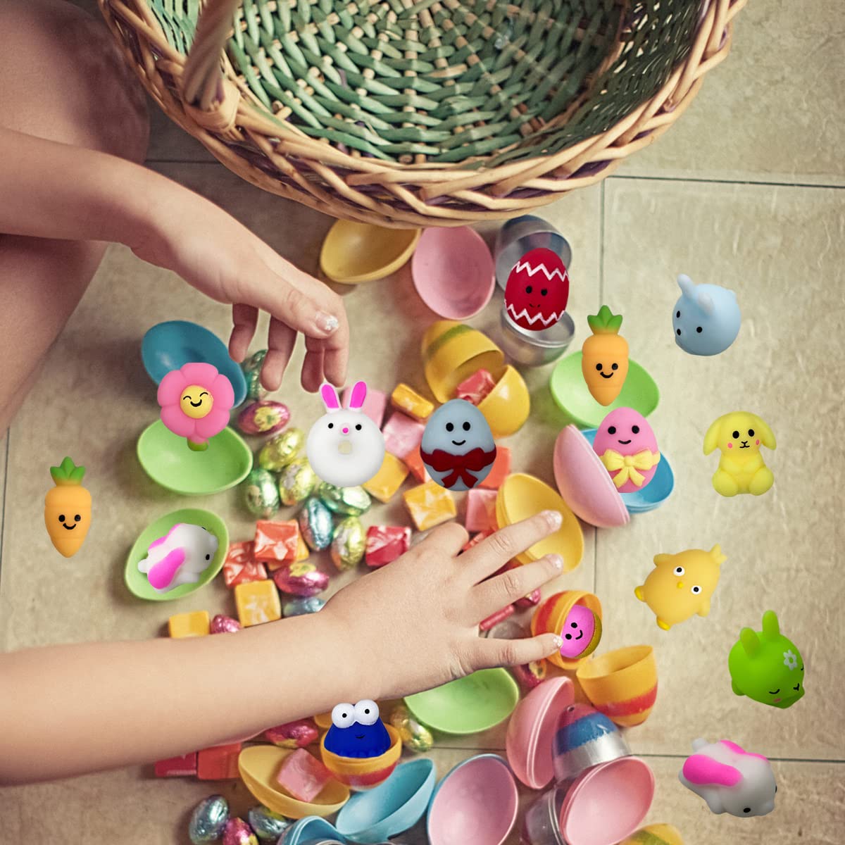 Anditoy 100 PCS Easter Mochi Squishy Toys – 25 Styles Soft Easter Themed Squishies for Kids