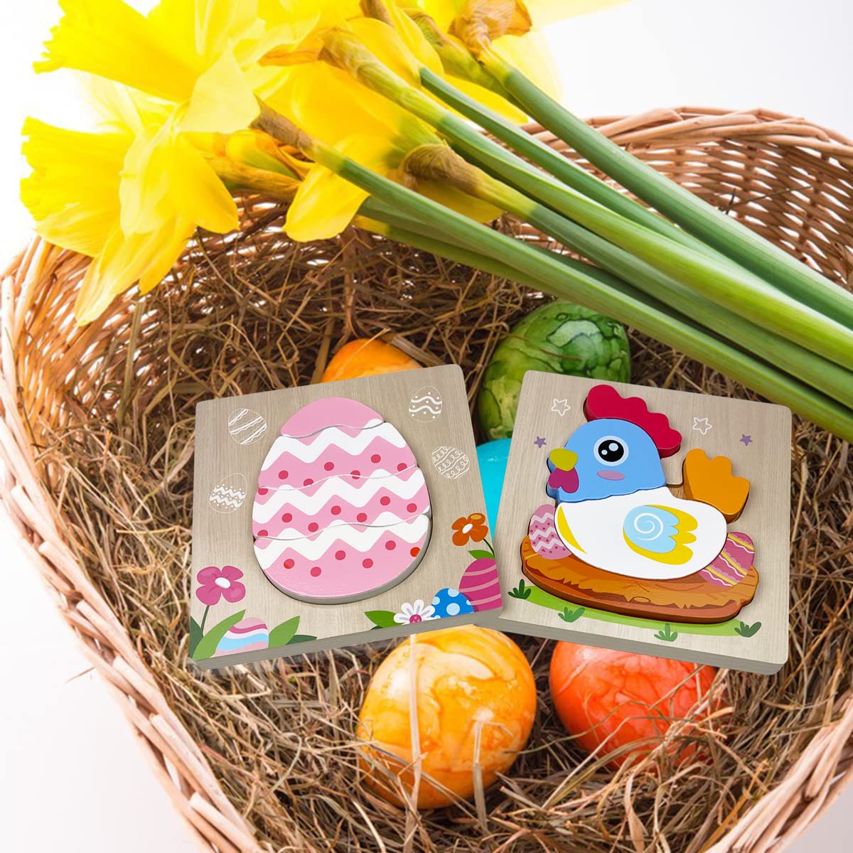 Anditoy 4 Pack Easter Wooden Puzzles – Safe, Creative Kids Toys