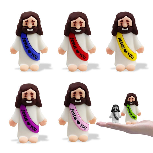 Anditoy 6 Pack Big Jesus Figures – Large Rubber Jesus Toys for Easter, Sunday School, and Gifts