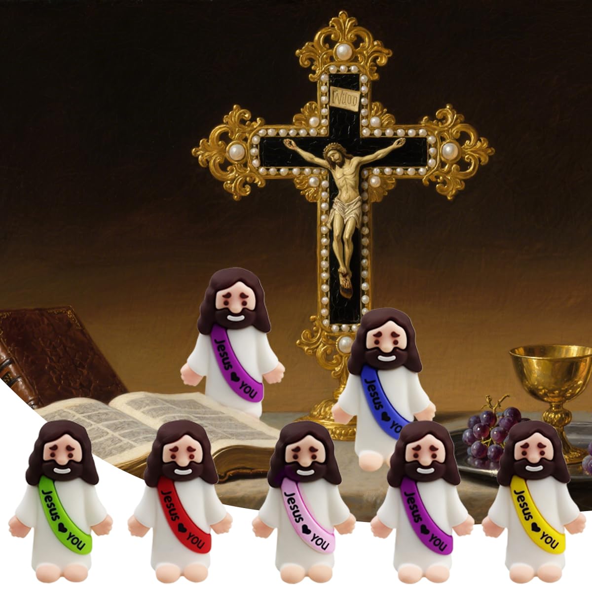 Anditoy 6 Pack Big Jesus Figures – Large Rubber Jesus Toys for Easter, Sunday School, and Gifts