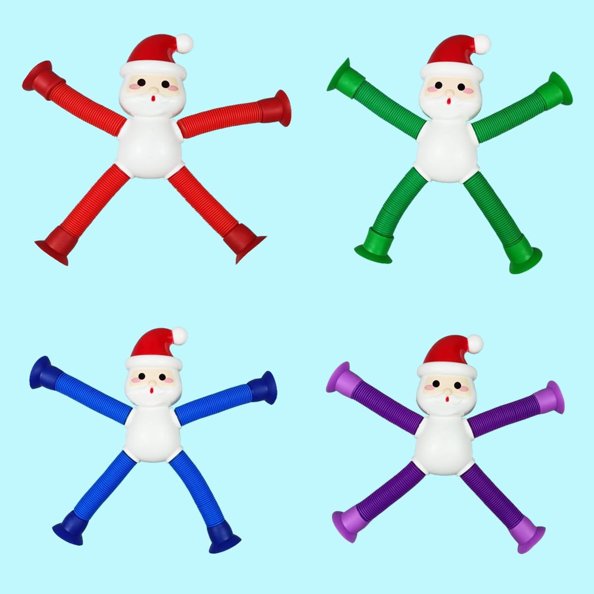 Anditoy 4 Pack Santa Claus Suction Cup Pop Tubes – Sensory Fidget Toys for Kids