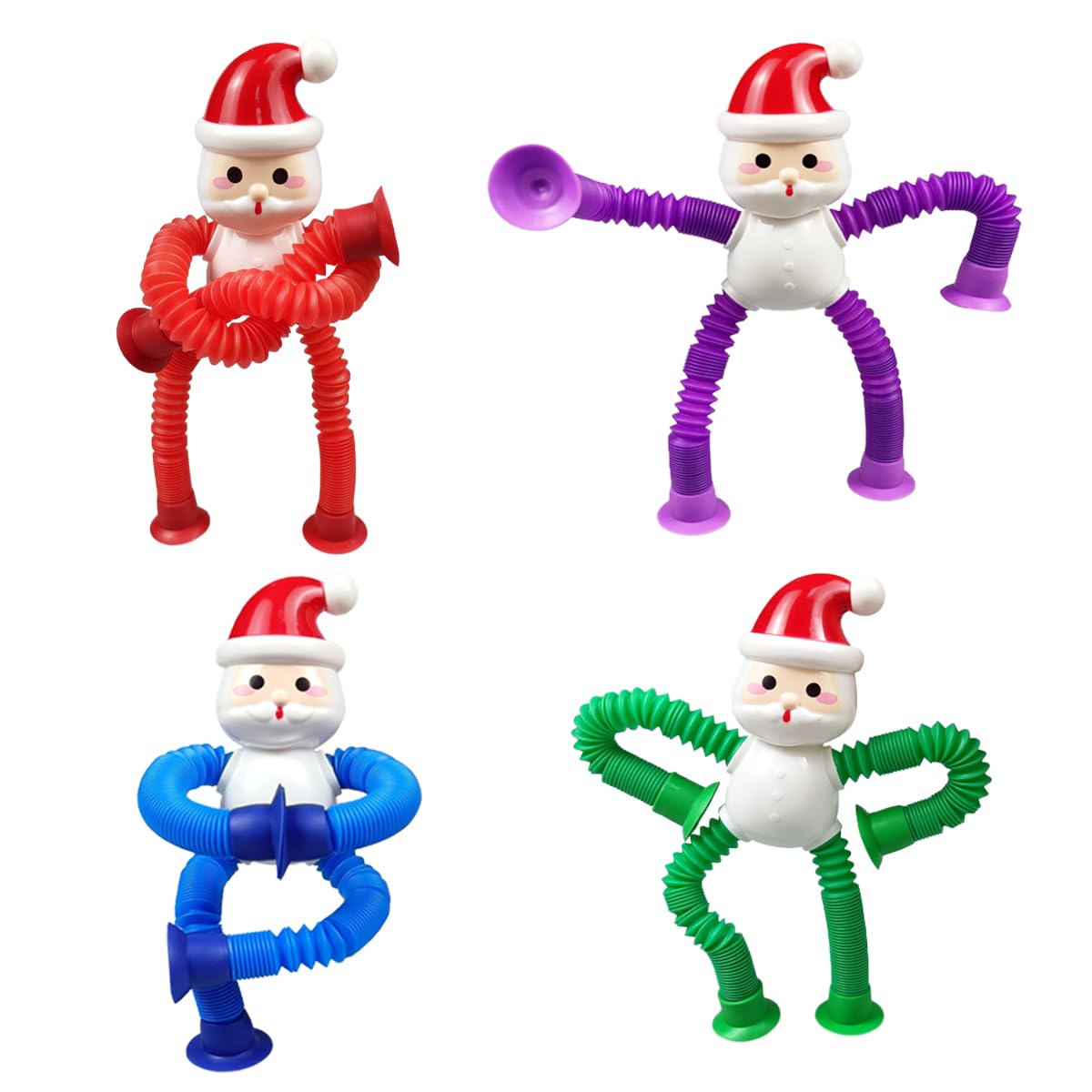 Anditoy 4 Pack Santa Claus Suction Cup Pop Tubes – Sensory Fidget Toys for Kids