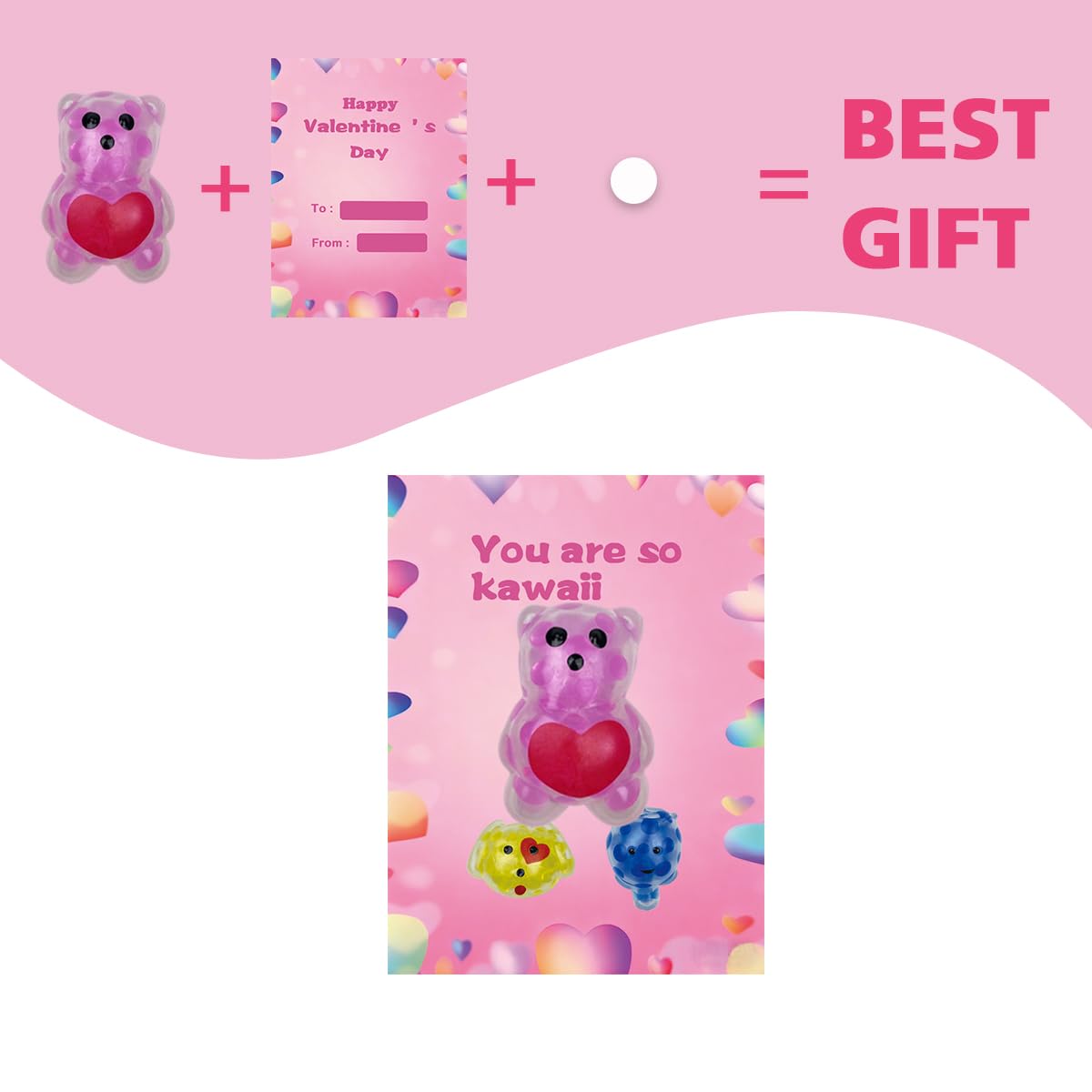 Anditoy 24 PCS Valentines Cards with Squeeze Toys – Classroom Gifts & Party Favors
