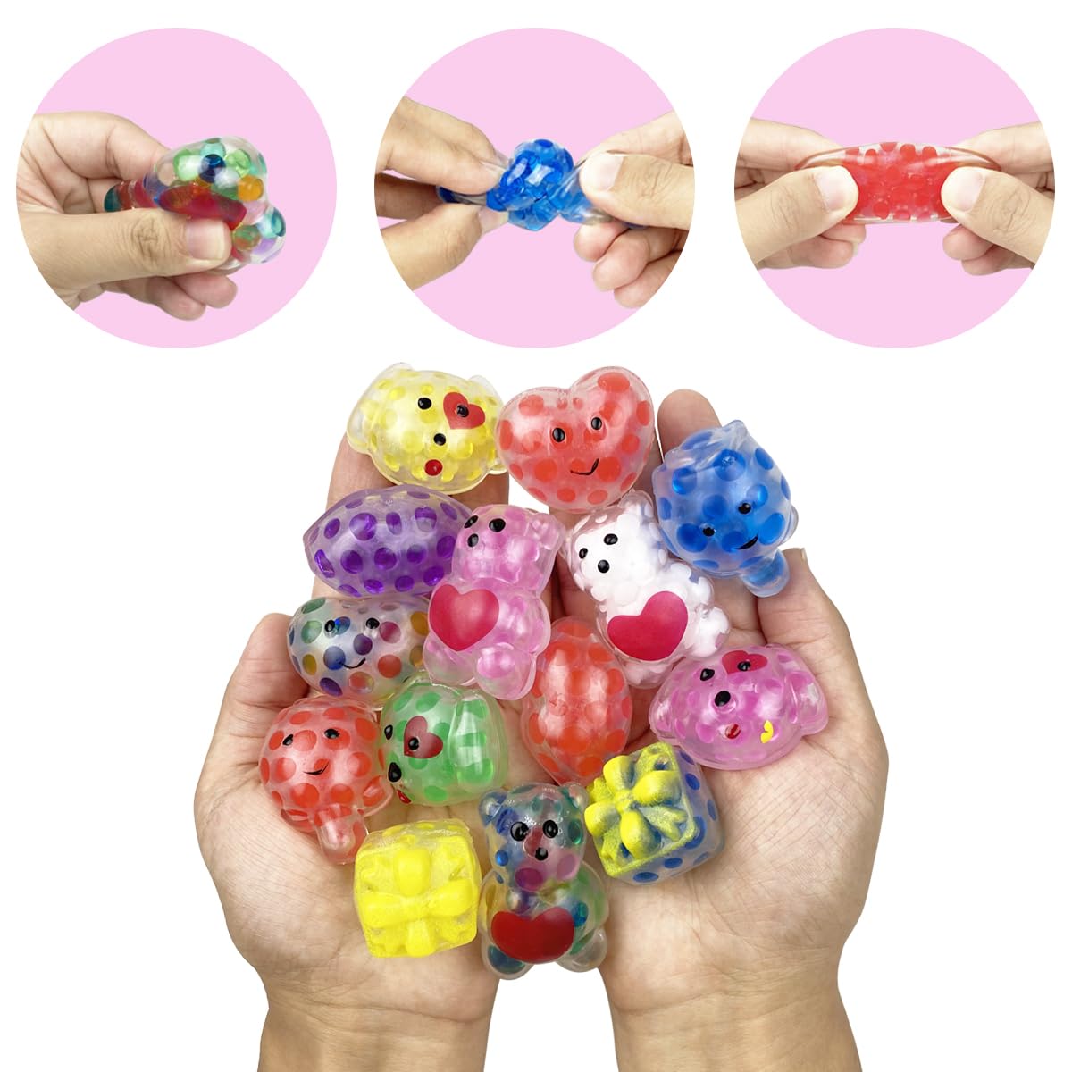 Anditoy 24 PCS Valentines Cards with Squeeze Toys – Classroom Gifts & Party Favors