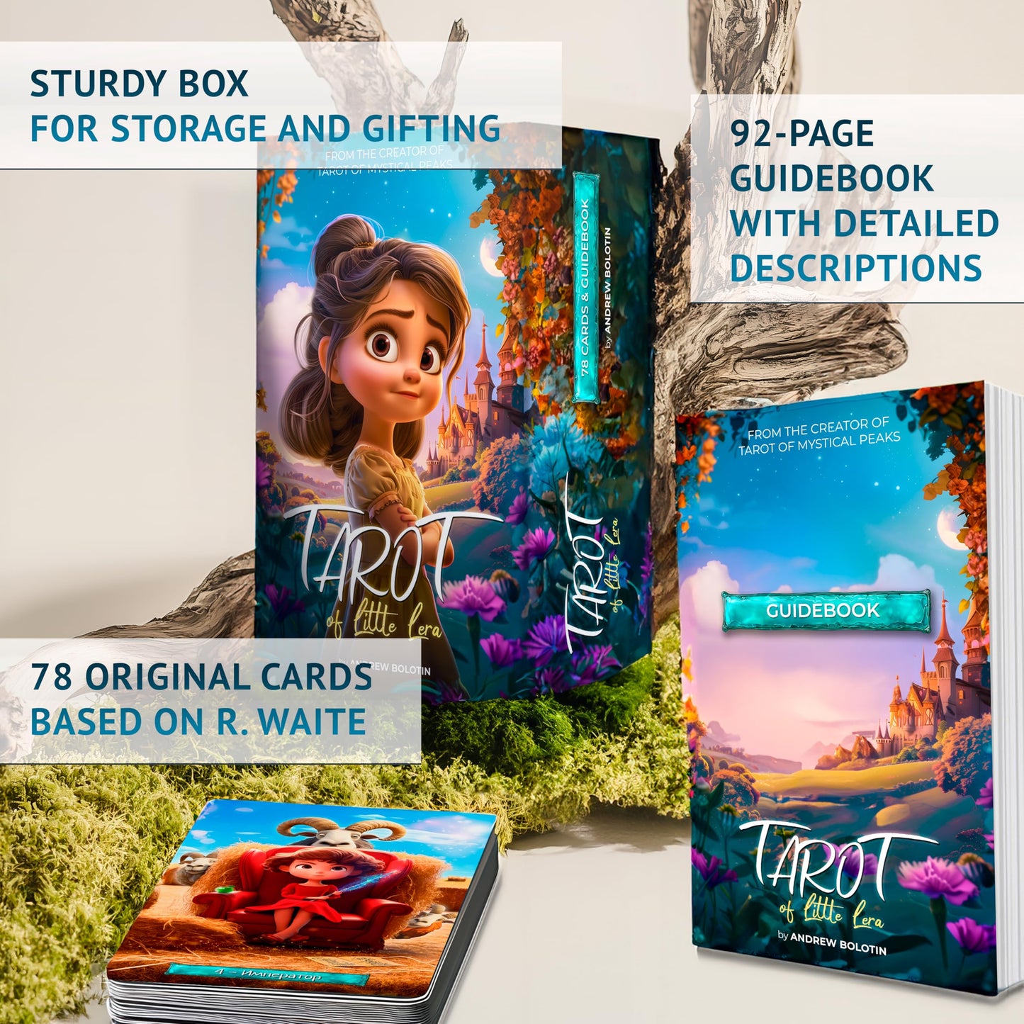 ANDREWBOLOTIN Tarot of Little Lera – Pretty Tarot Cards for Beginners & Experts | Gift Deck & Guide Book