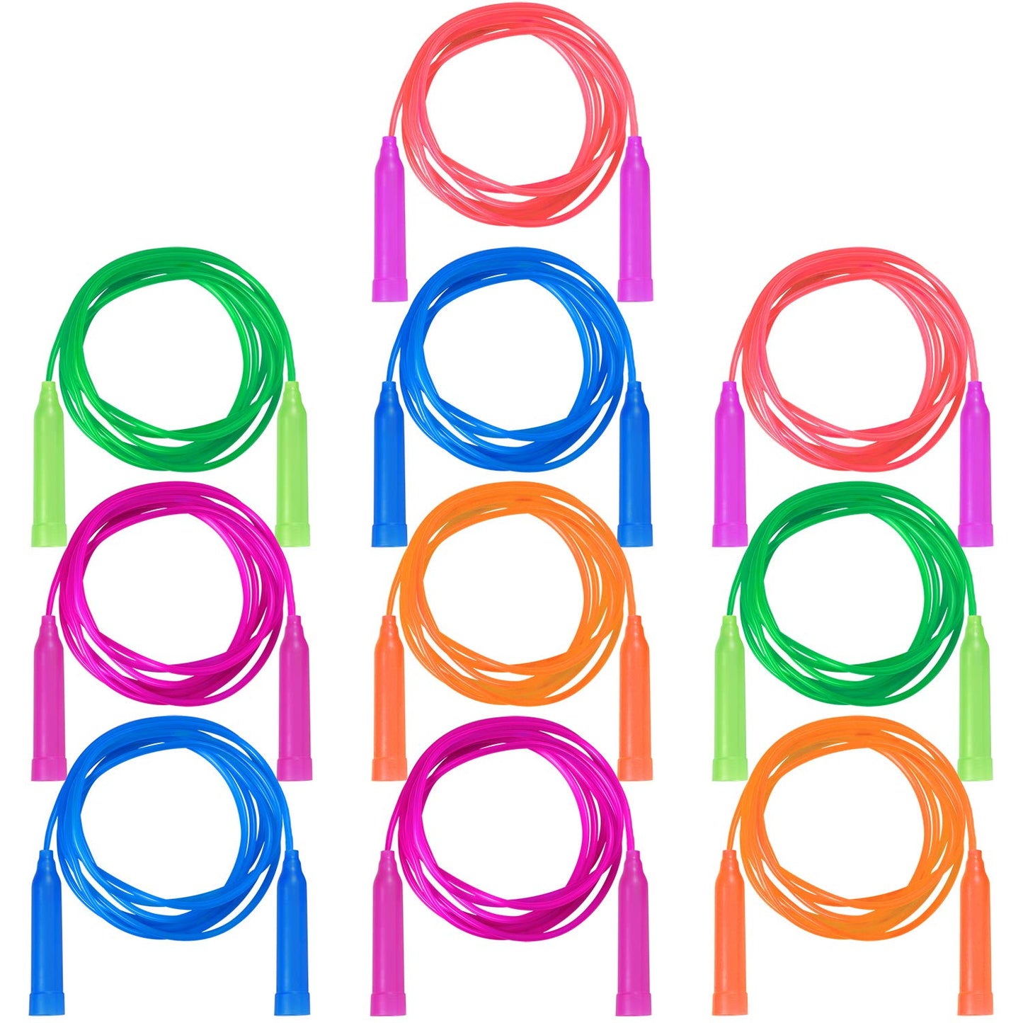 Aneco 10-Pack Kids Jump Rope Set - Colorful 7.3 ft Jump Ropes for Outdoor Fun & Party Favors