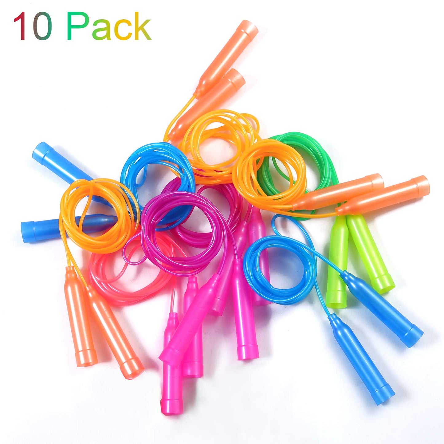Aneco 10-Pack Kids Jump Rope Set - Colorful 7.3 ft Jump Ropes for Outdoor Fun & Party Favors