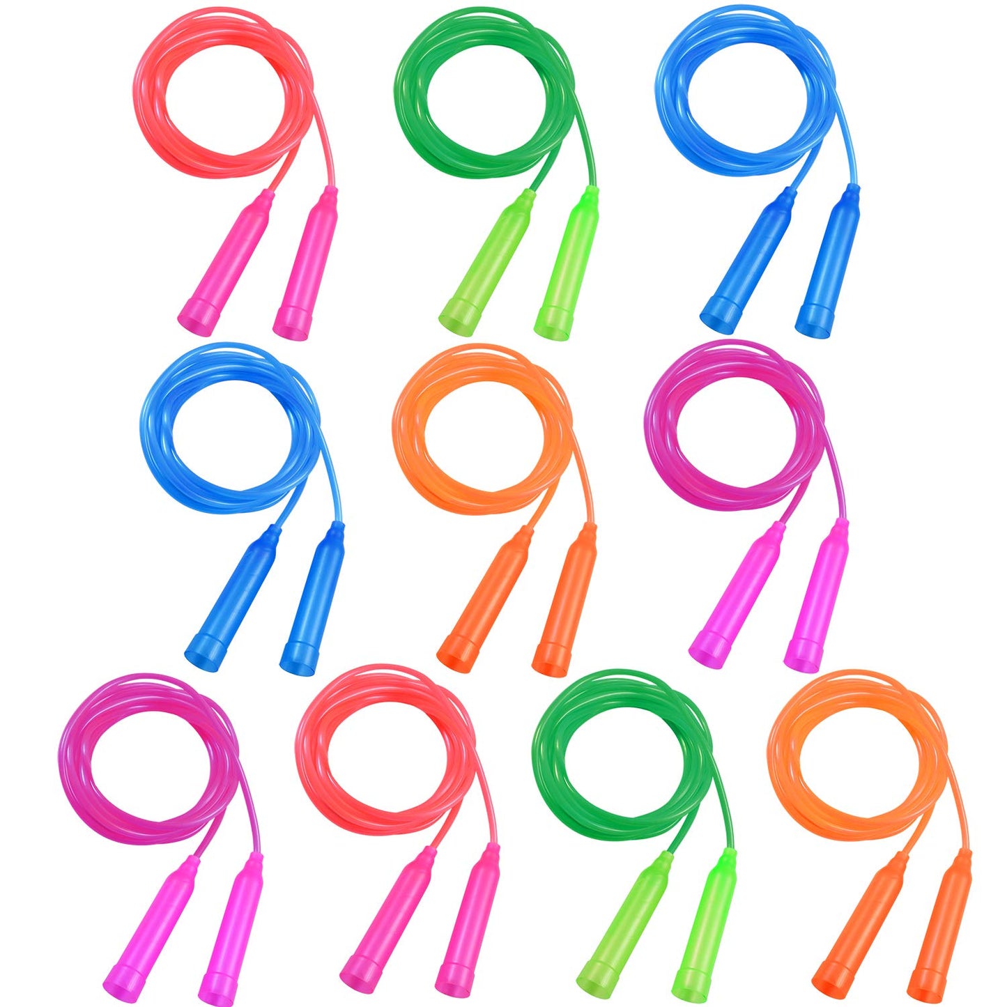 Aneco 10-Pack Kids Jump Rope Set - Colorful 7.3 ft Jump Ropes for Outdoor Fun & Party Favors