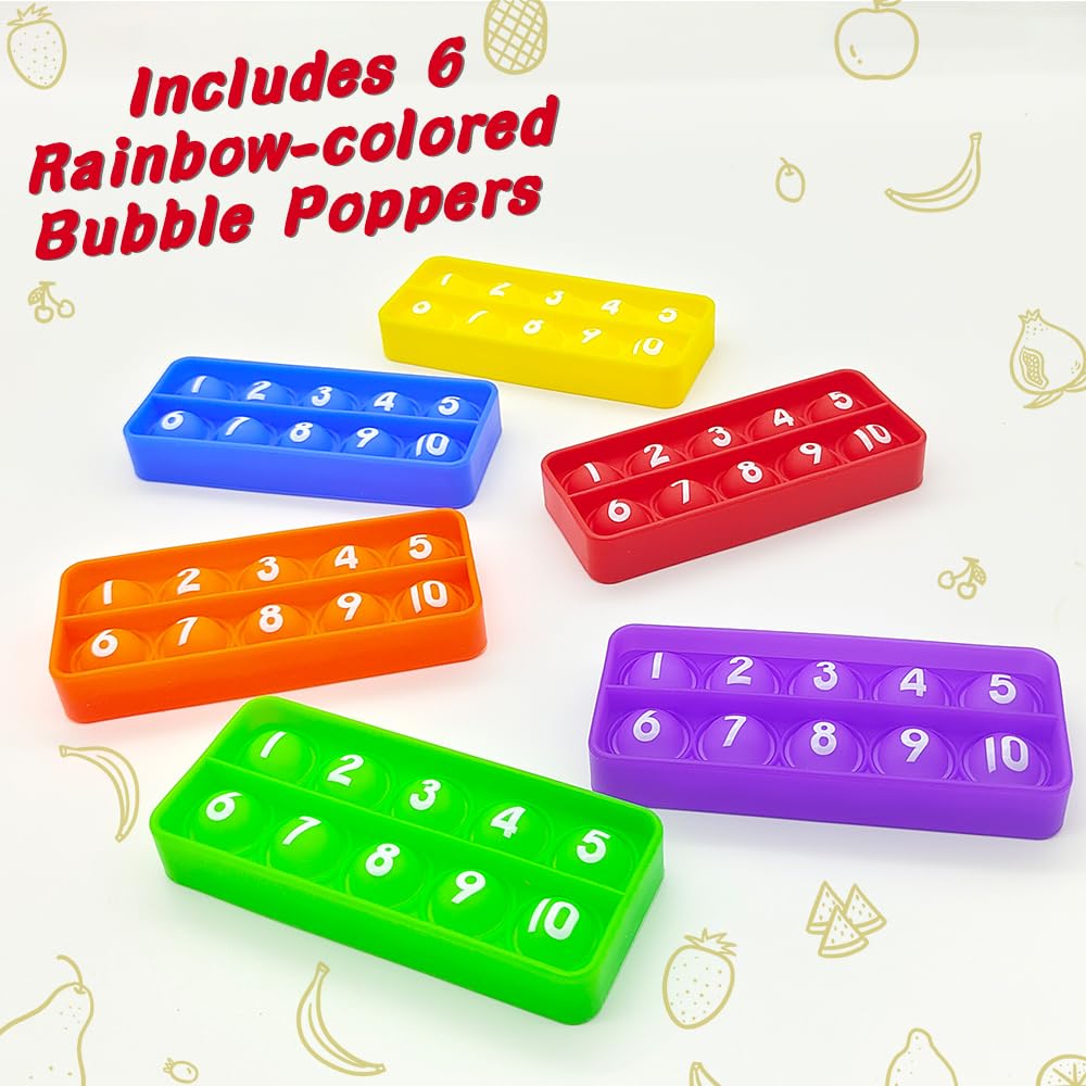 Anemeeoke Ten Frame Pop Board Set of 6 | Quiet Fidgets for Classroom & Montessori Math