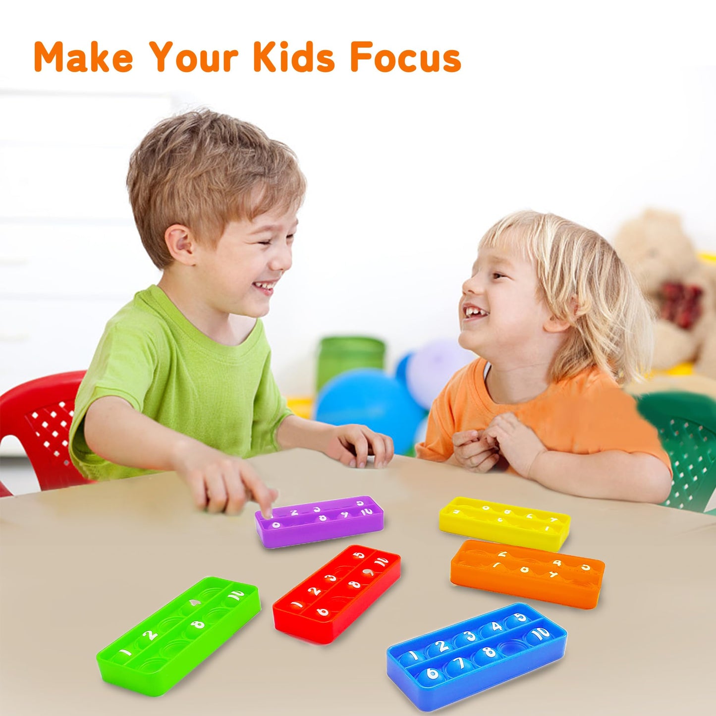 Anemeeoke Ten Frame Pop Board Set of 6 | Quiet Fidgets for Classroom & Montessori Math