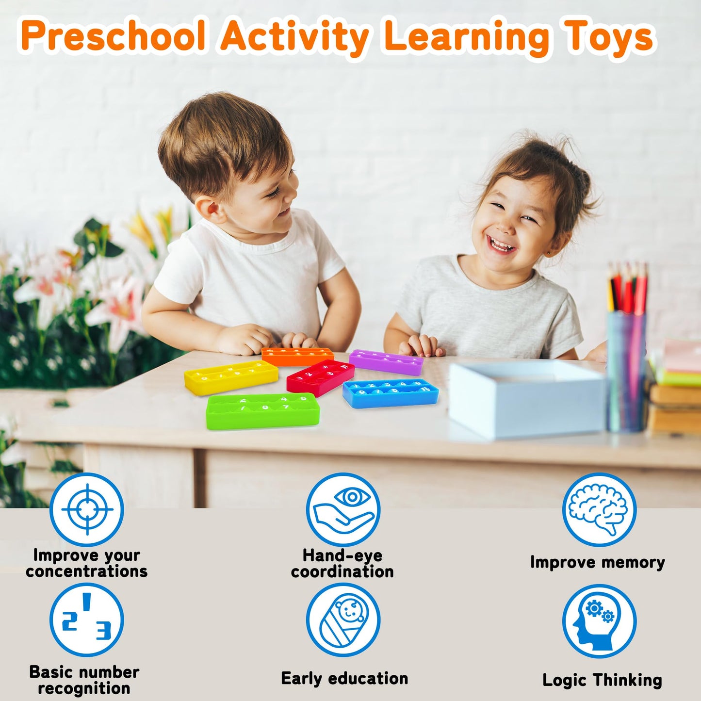 Anemeeoke Ten Frame Pop Board Set of 6 | Quiet Fidgets for Classroom & Montessori Math
