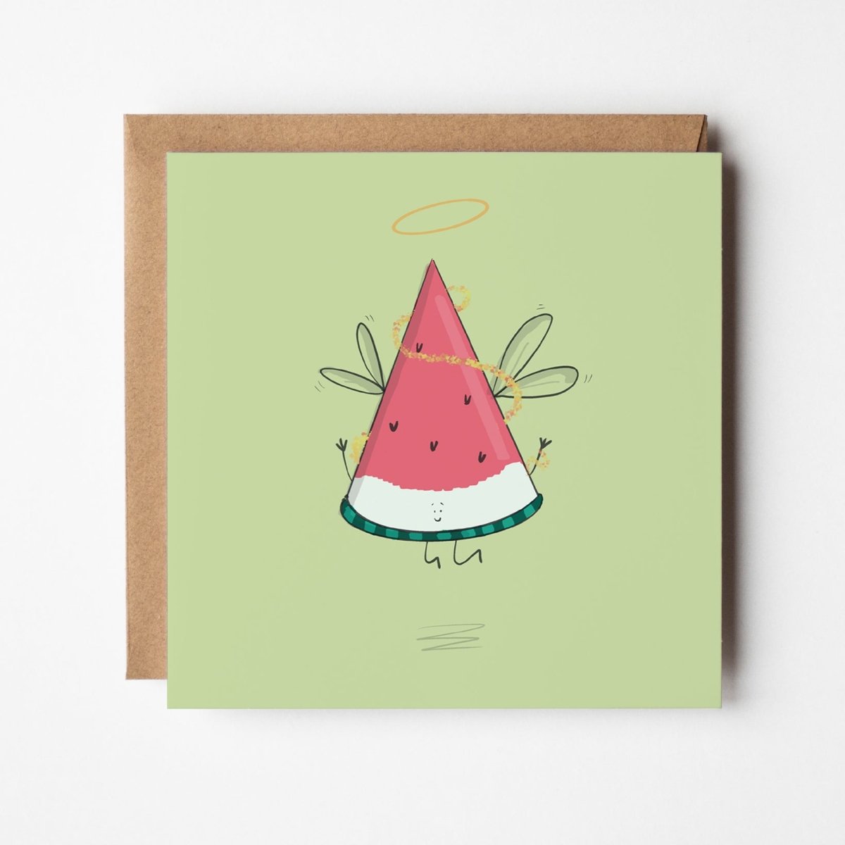 Angel Watermelon Slice Christmas Greeting Card