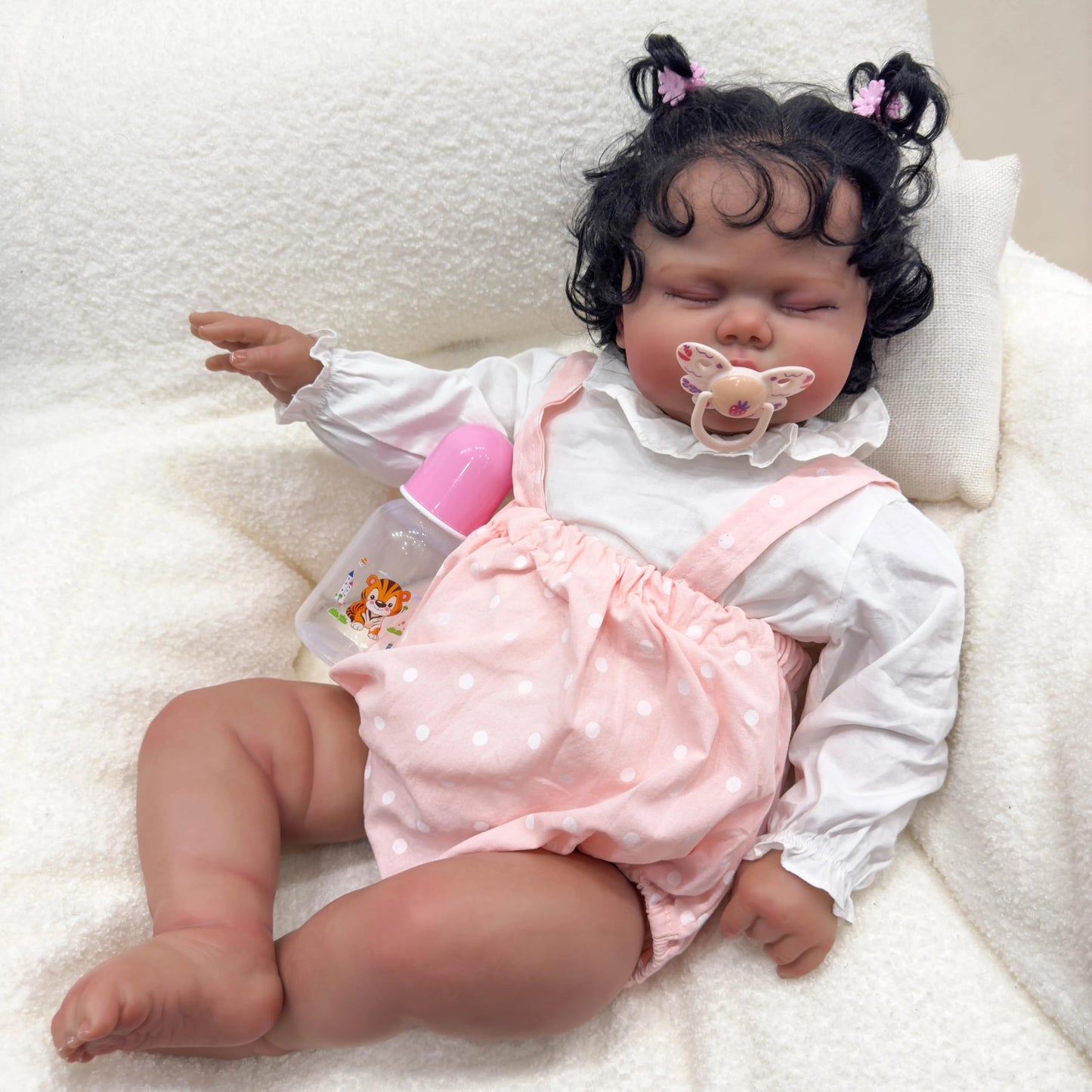 Angelbaby 24-Inch Real-Life Black Girl Reborn Doll — Weighted Soft Vinyl Toddler Toy