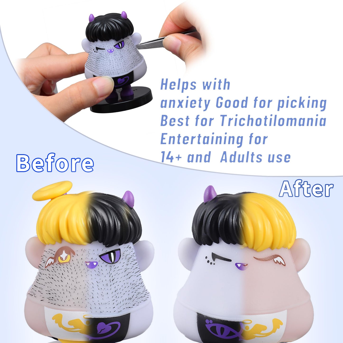 Angel's Wonderland 2Pcs Angels & Demons Hair Plucking Fidget Toys – Stress Relief Desk & Car Decor