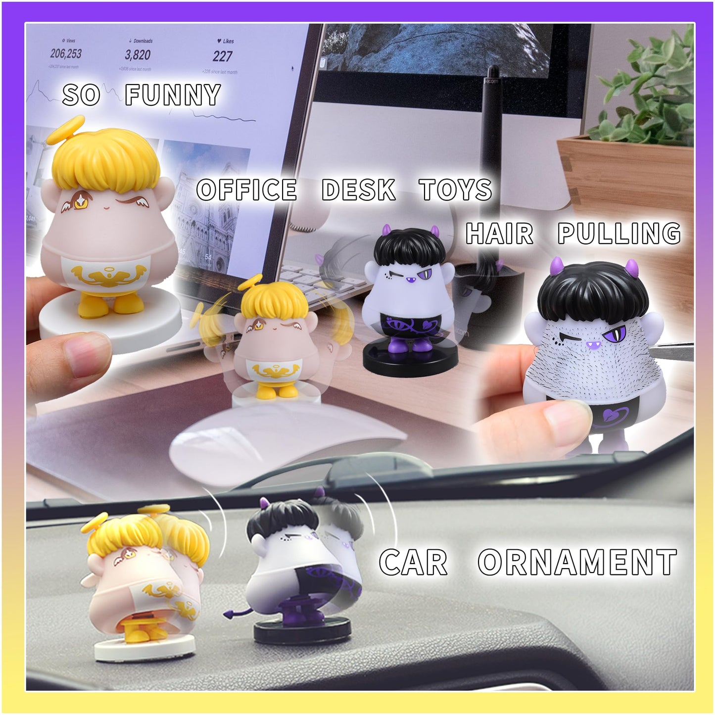 Angel's Wonderland 2Pcs Angels & Demons Hair Plucking Fidget Toys – Stress Relief Desk & Car Decor