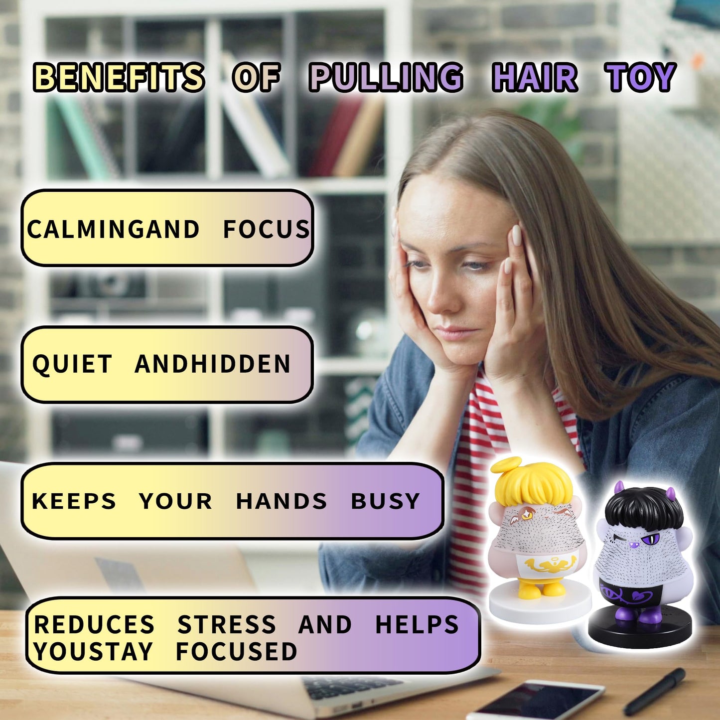Angel's Wonderland 2Pcs Angels & Demons Hair Plucking Fidget Toys – Stress Relief Desk & Car Decor