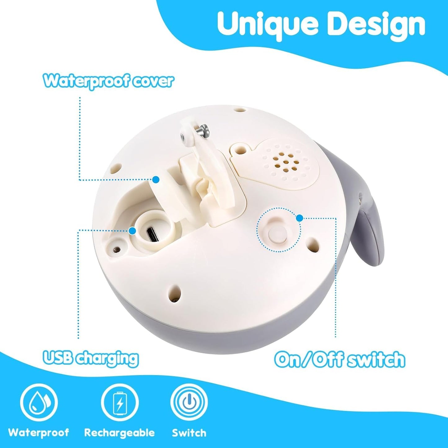 ANGGIKO Light Up Whale Bath Toy – Rechargeable Baby Bath Toy for 1-3 Year Olds