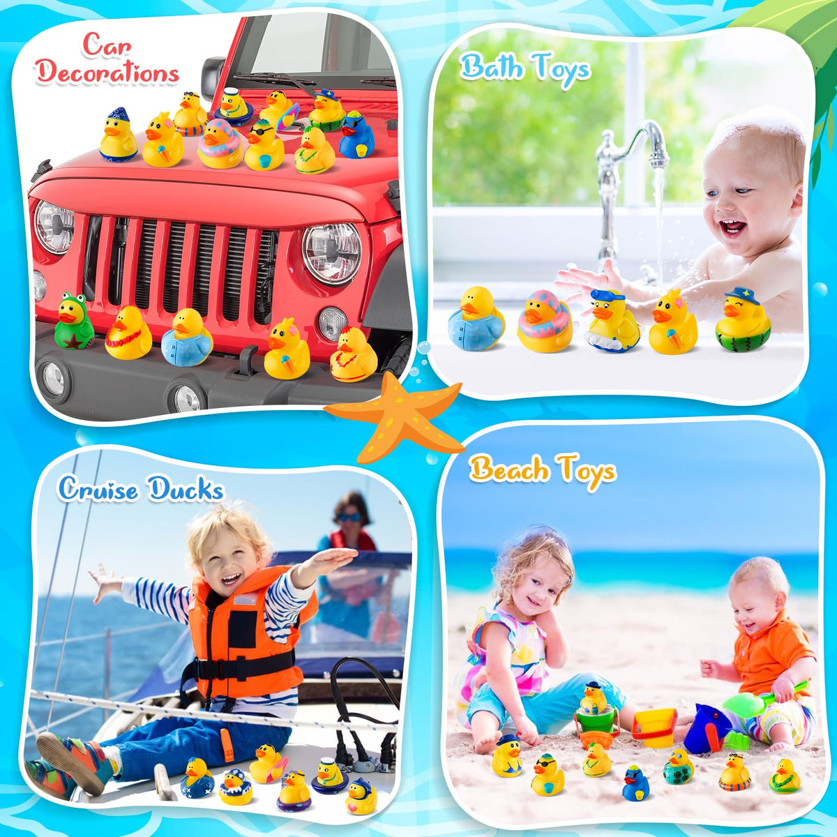 ANGGIKO 24 Pcs Summer Rubber Ducks with Bag | Beach & Pool Party Toys